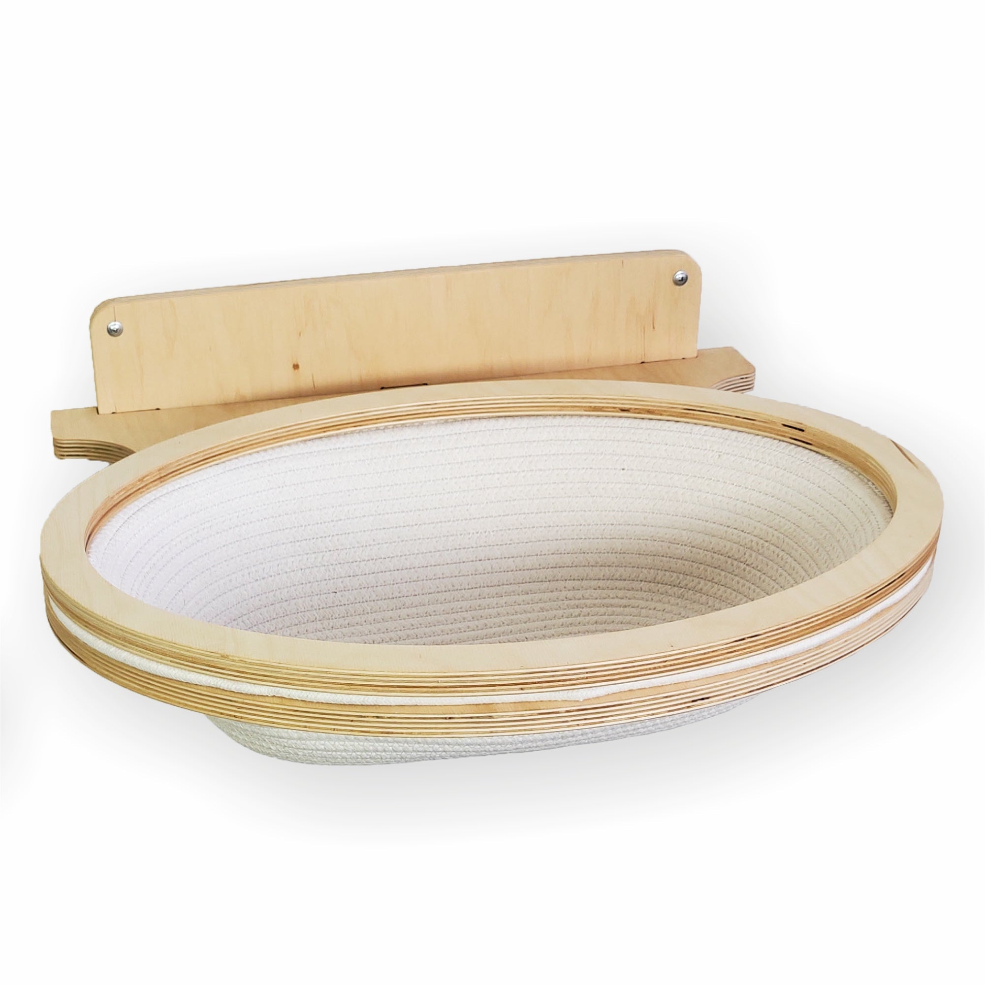 Oval Wall-Mounted Cat Basket �?Natural Cotton Rope & Birch Plywood