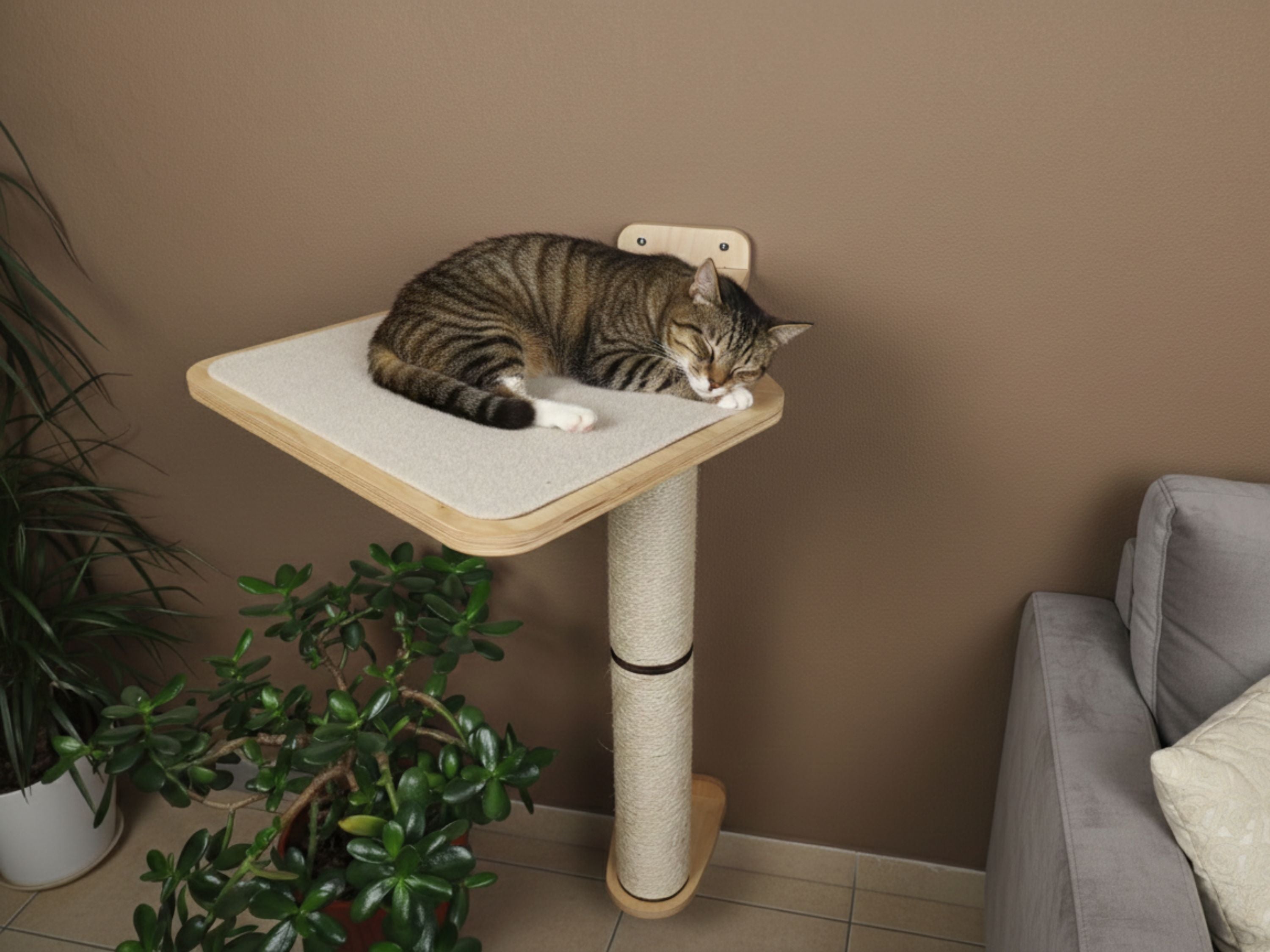 Cat Wall Scratcher Post (Wall-mounted)