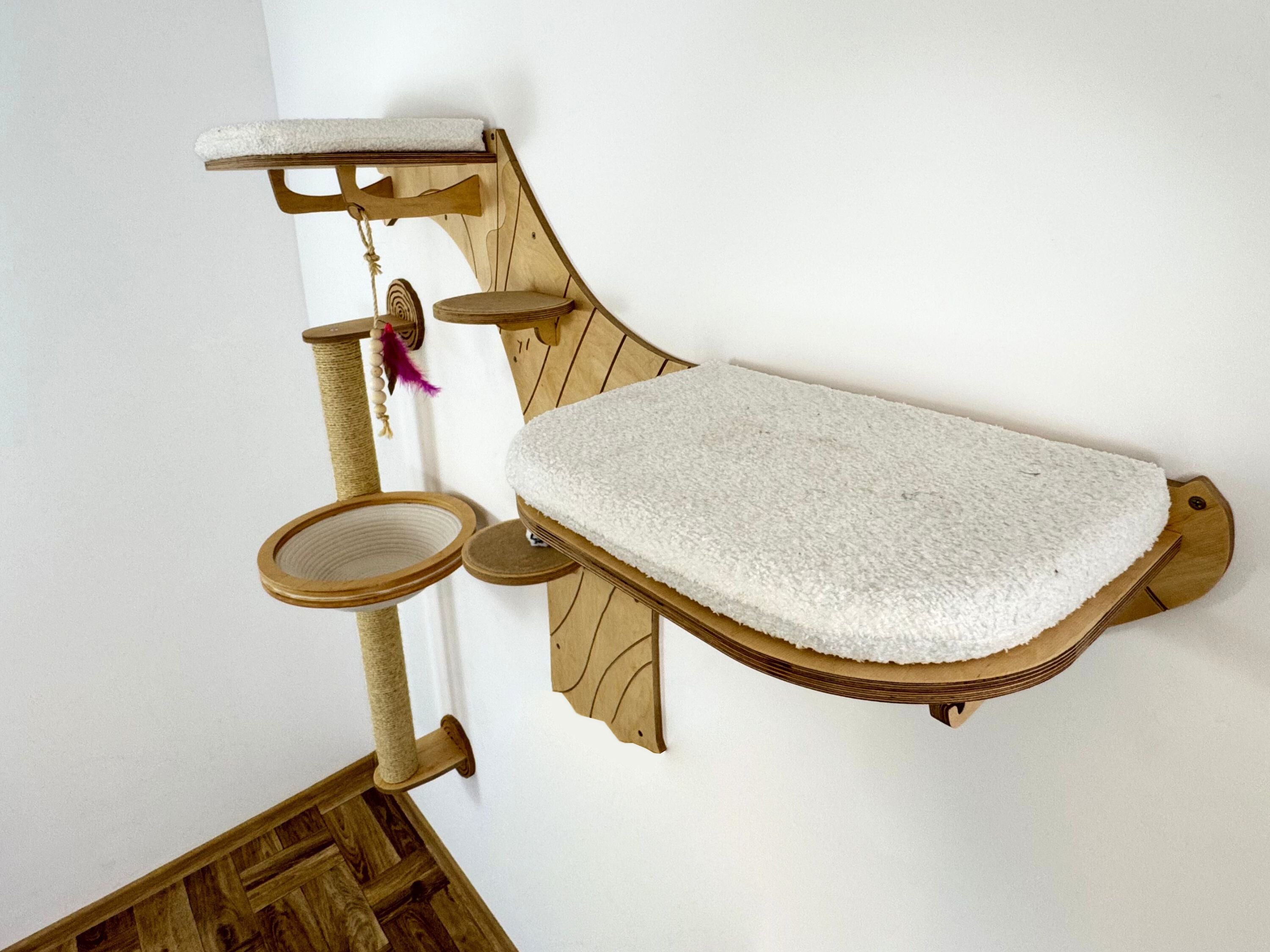 Wall Cat Tree “Climb & Lounge�?Set with Scratching Post (Half Tree Option)