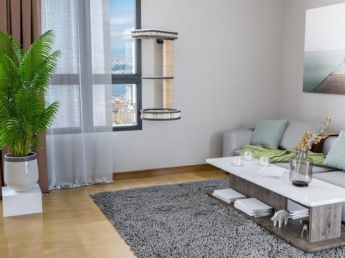 Cat Furniture with Scratching Posts, Rotating Shelves & Cozy Pads