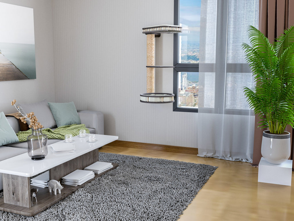 Cat Furniture with Scratching Posts, Rotating Shelves & Cozy Pads