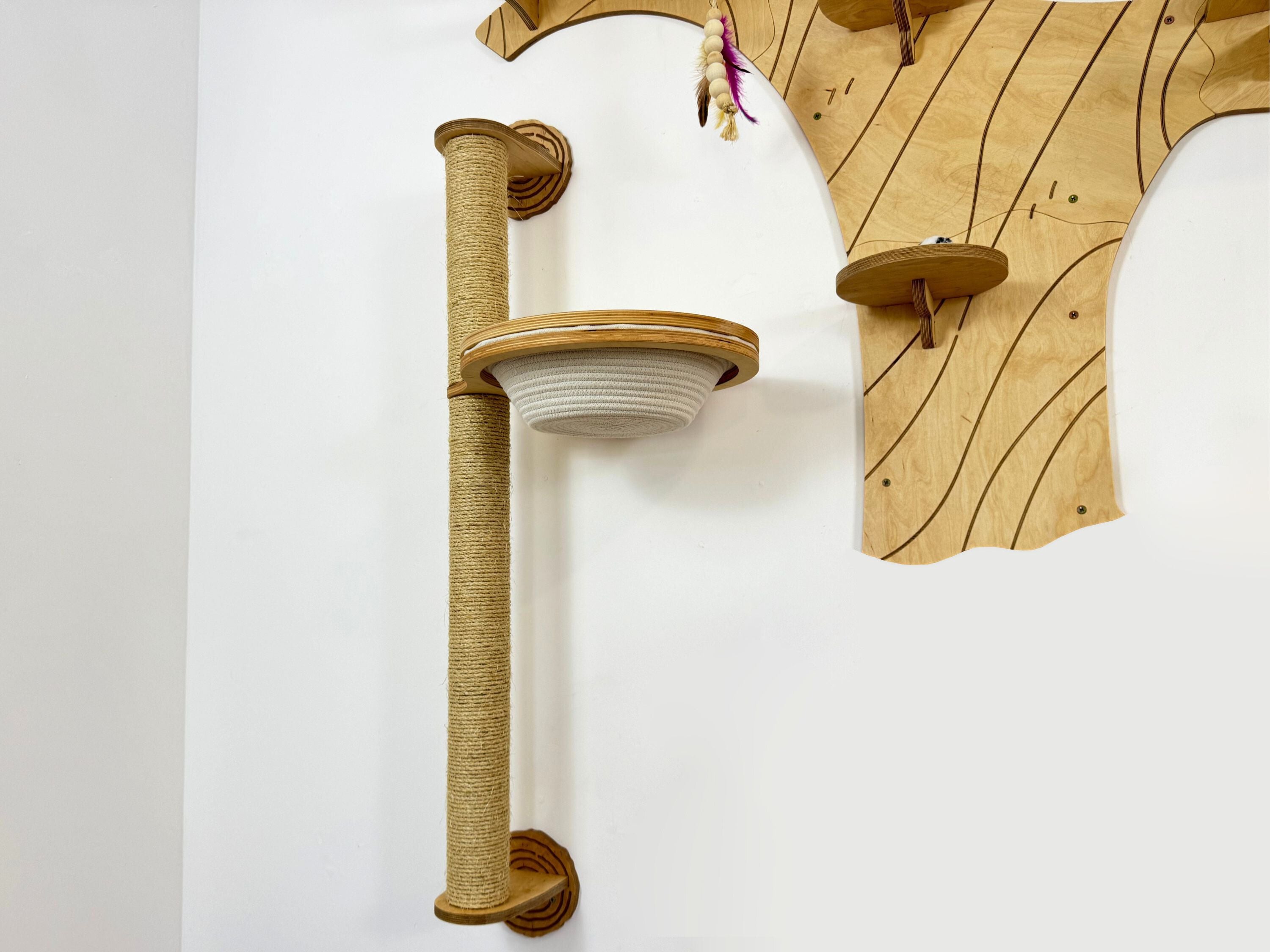 Wall Cat Tree “Climb & Lounge�?Set with Scratching Post (Half Tree Option)