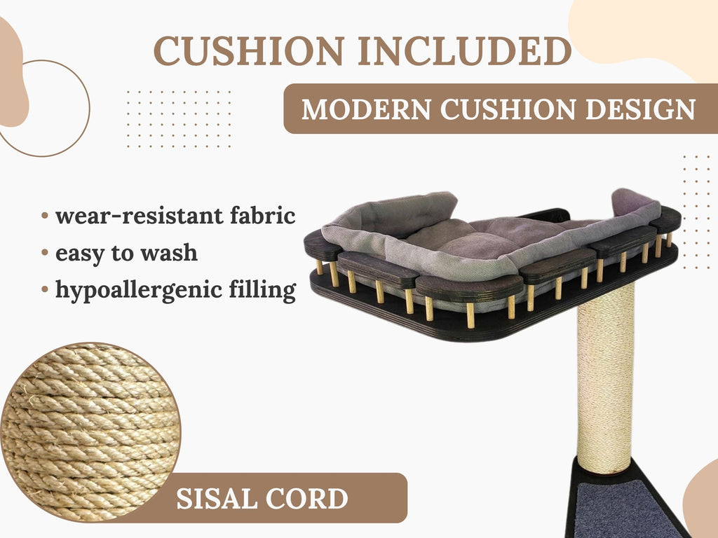 Sisal Scratcher & Cat Window Perch �?Left-Side Mount