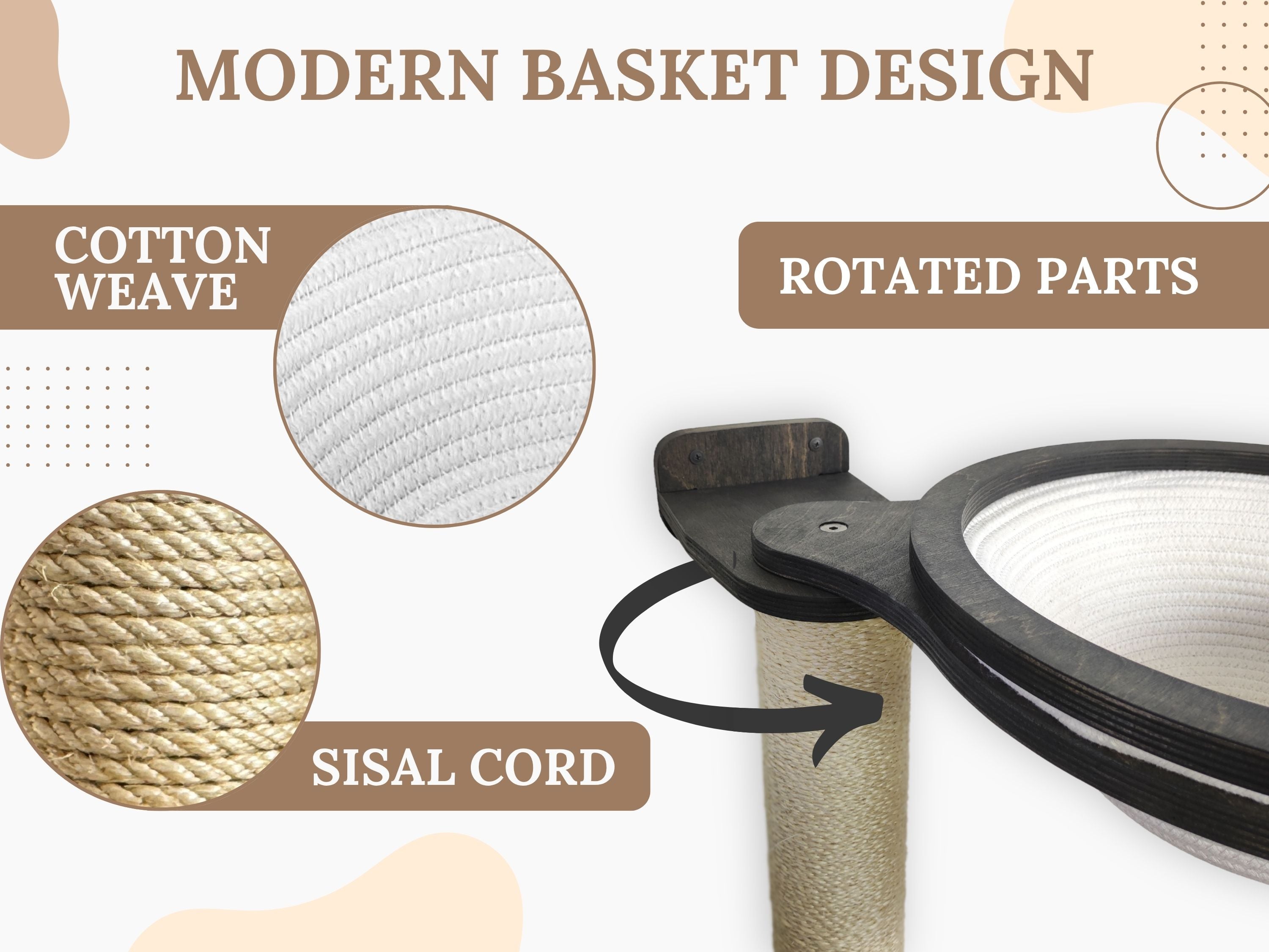 Cat Scratching Post with Round Basket (Cotton & Sisal)
