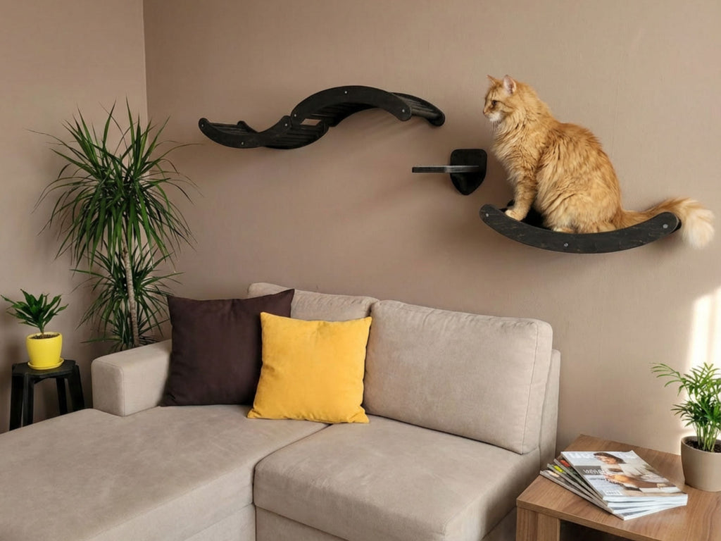 Wave Cat Climbing Shelves & Step Set - Wall-Mounted Modular Furniture