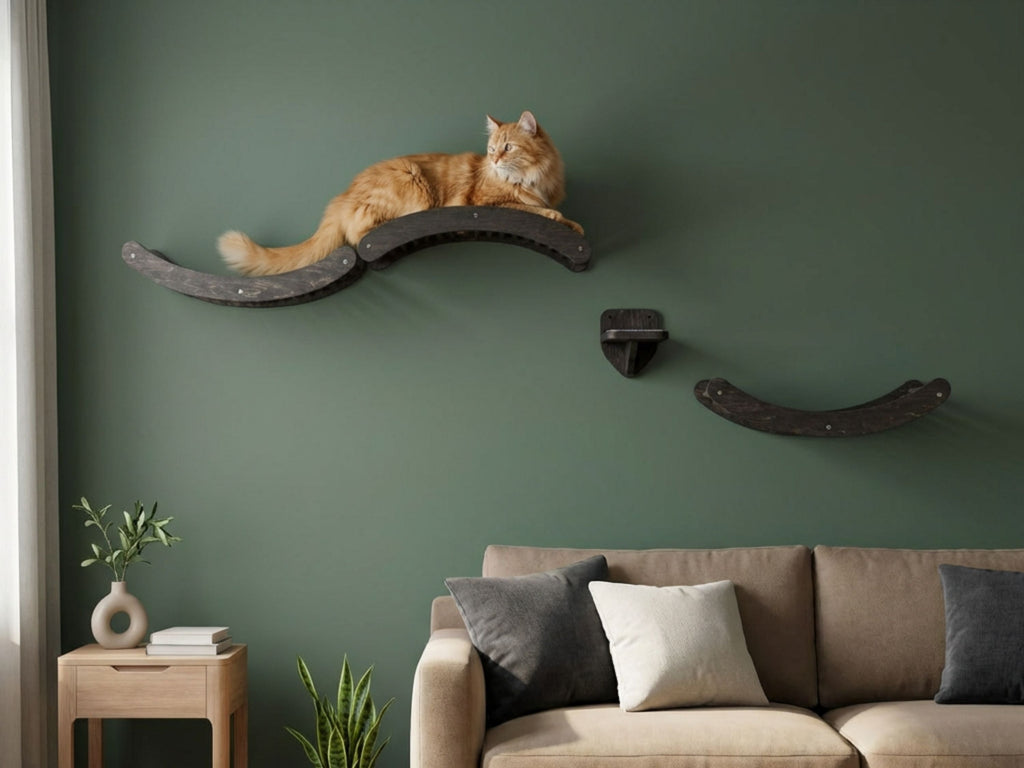 Wave Cat Climbing Shelves & Step Set - Wall-Mounted Modular Furniture