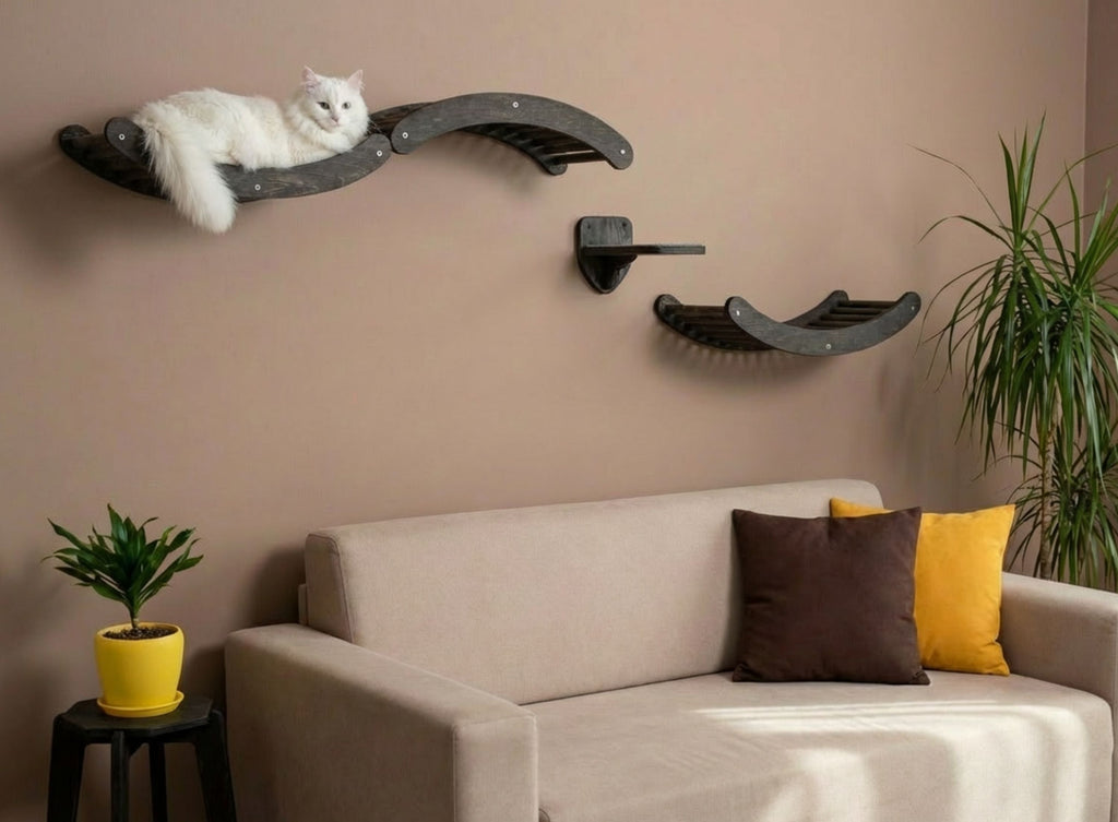 Modular Cat Climbing Shelves - Wave Perch & Step