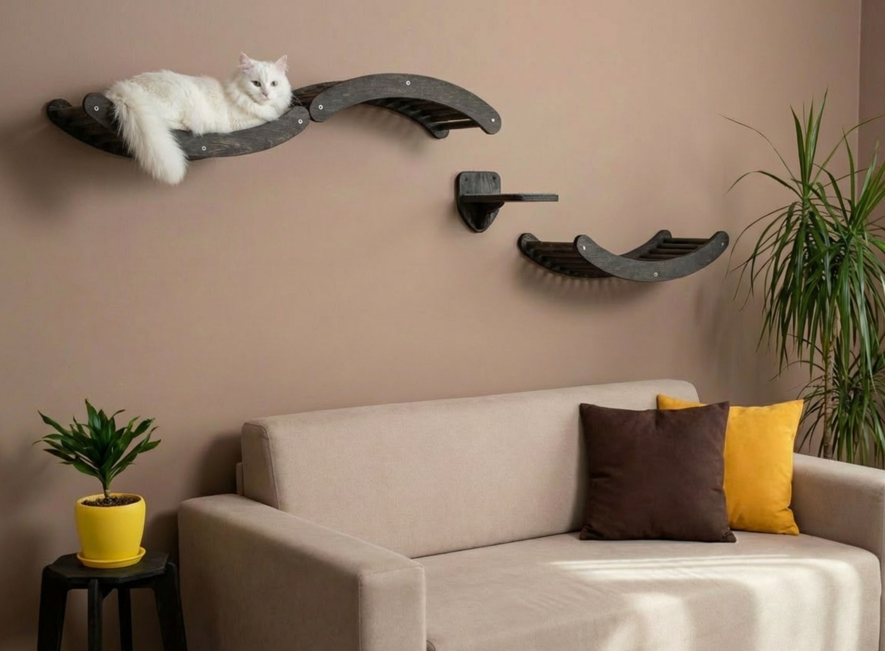 Wave Cat Climbing Shelves & Step Set - Wall-Mounted Modular Furniture