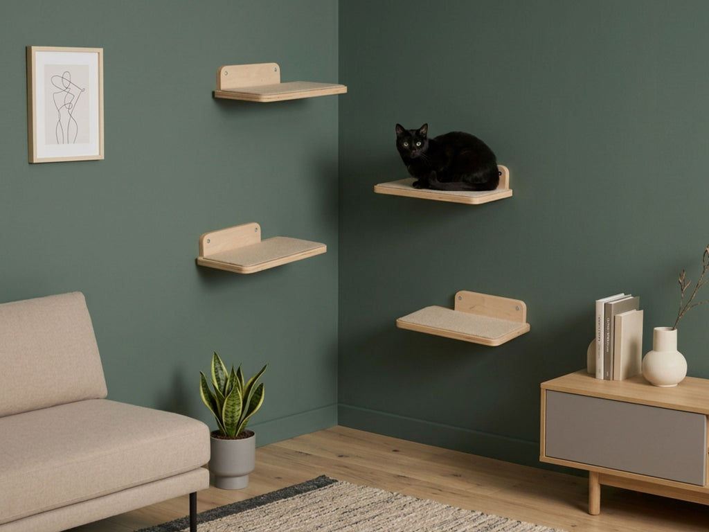 Set of Cat Wall Shelves for Room Corner