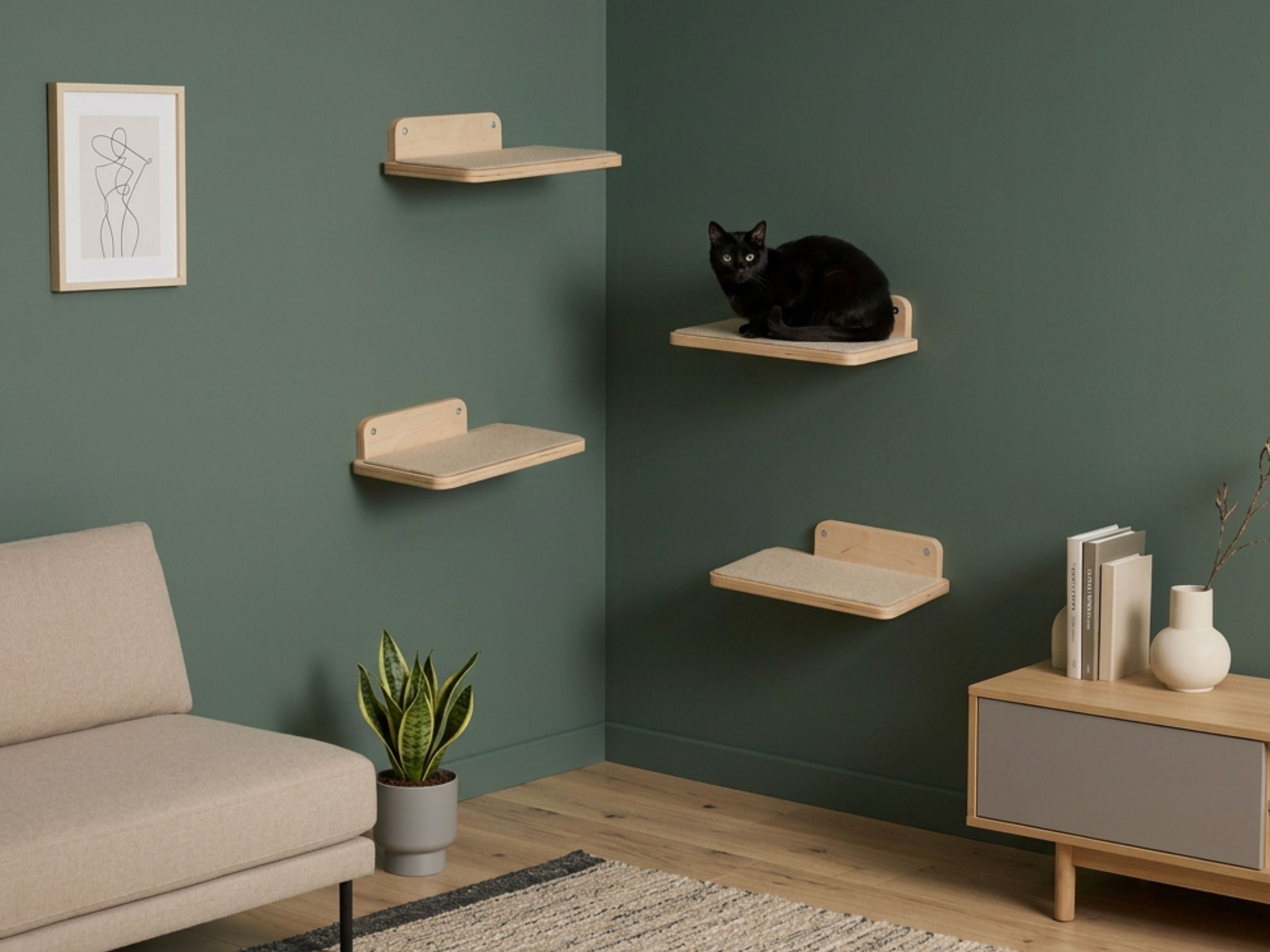 Set of Cat Wall Shelves for Room Corner