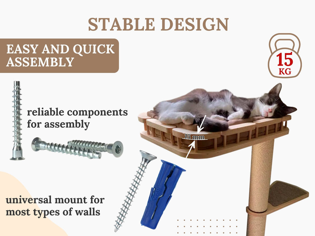 Rotating Window Cat Tree "Snake" �?Durable Wall Mounted Cat Furniture