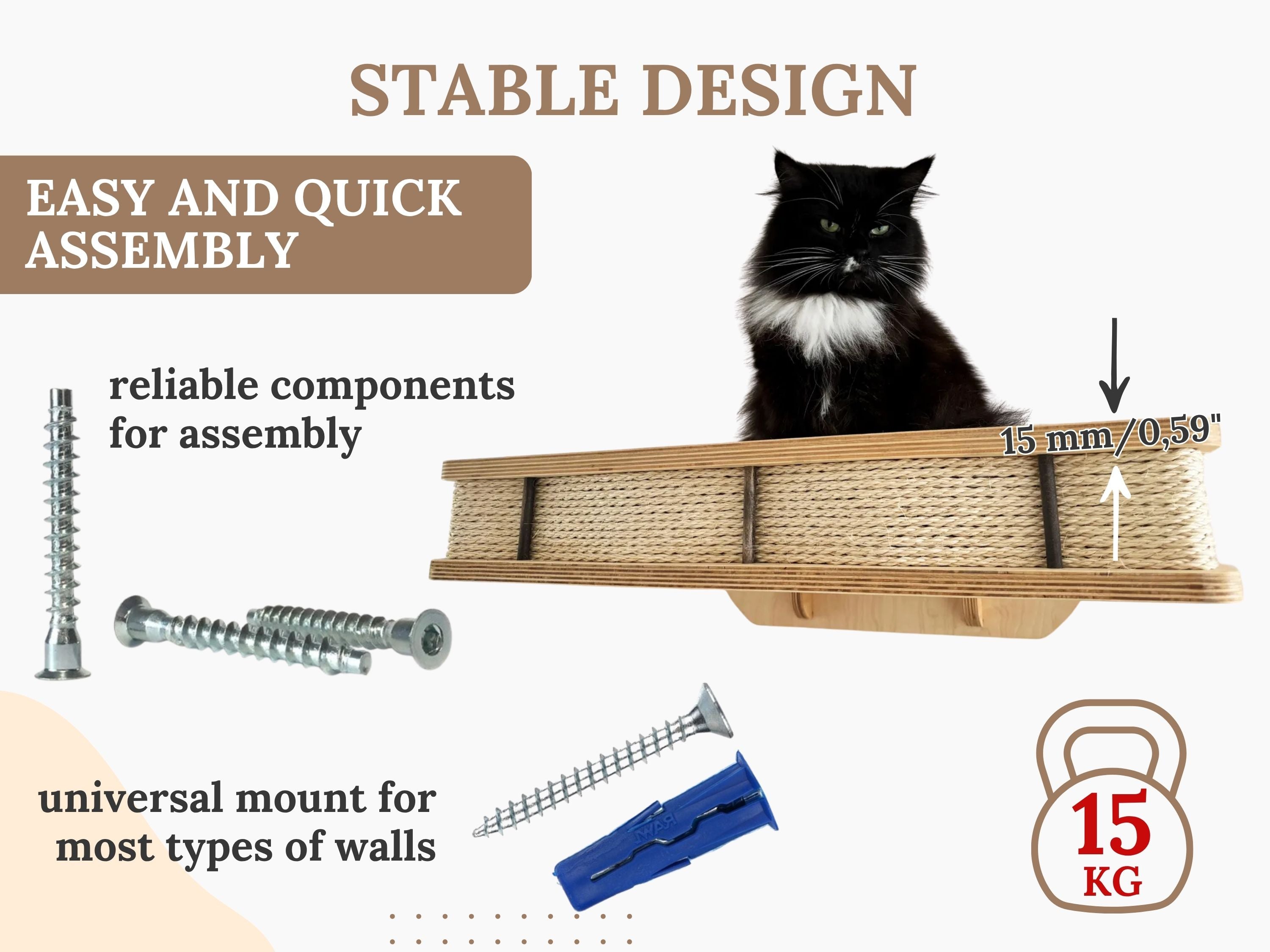 Wall Climbing Set for Cats with Shelf and Sisal Posts