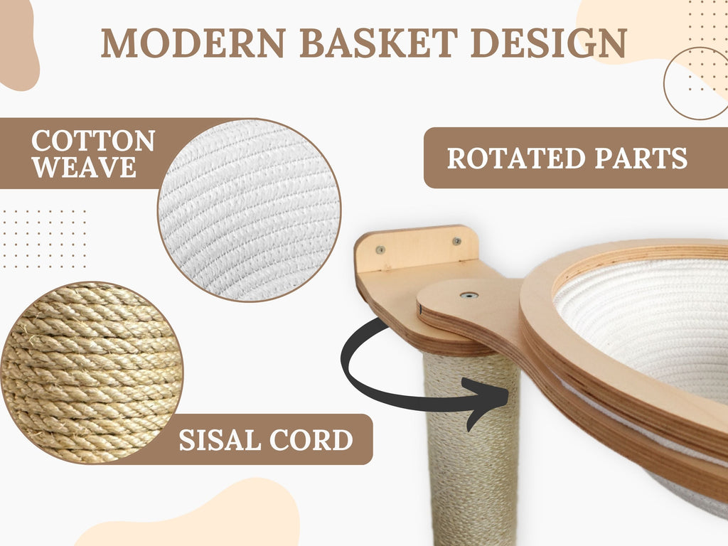 Cat Scratching Post with Round Basket (Cotton & Sisal)