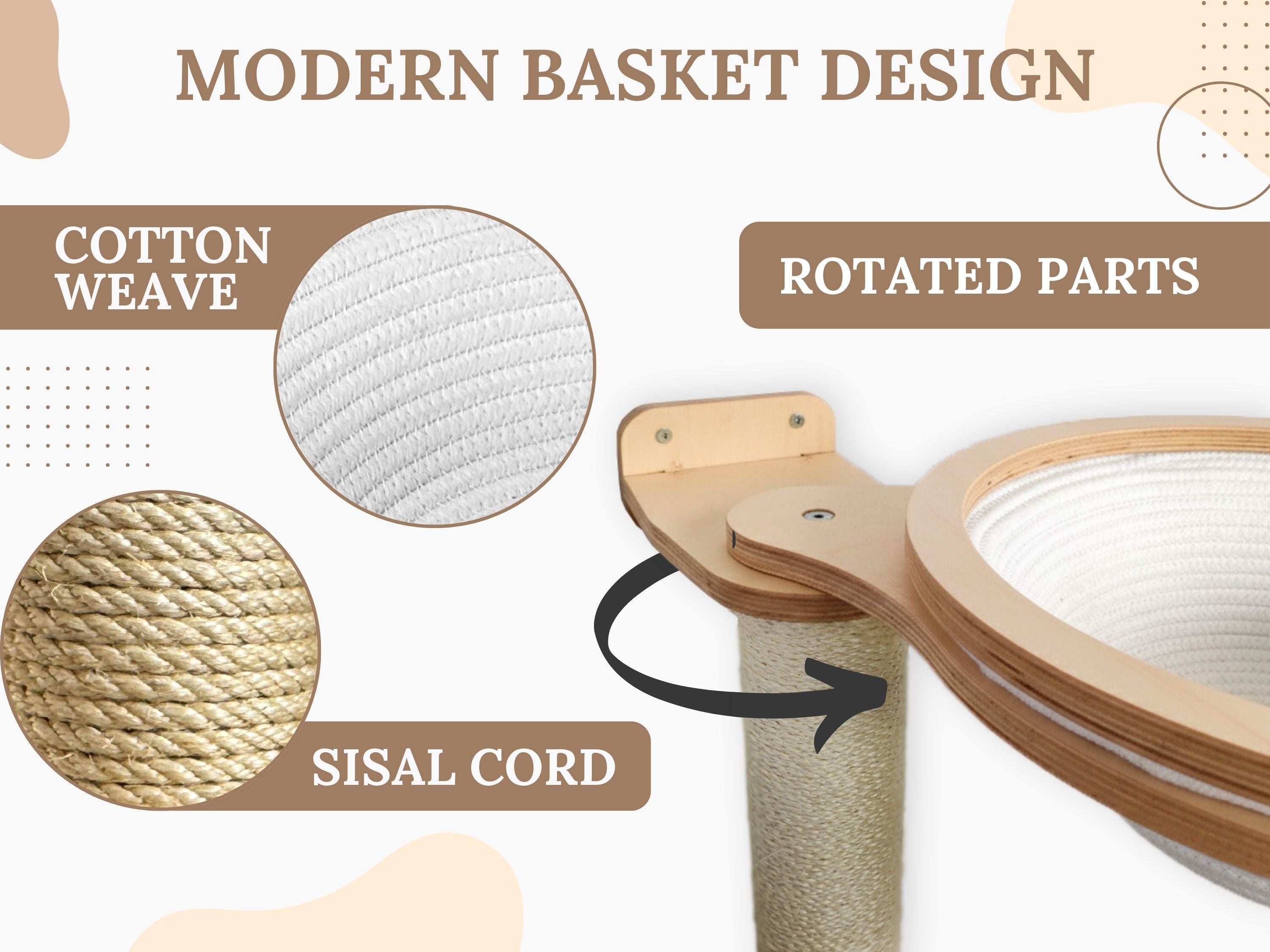 Cat Scratching Post with Basket Bed �?Wall-Mounted Cat Tower