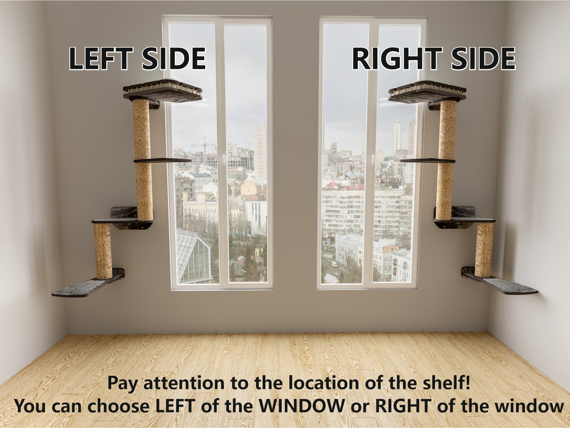 Rotating Window Cat Tree "Snake" �?Durable Wall Mounted Cat Furniture