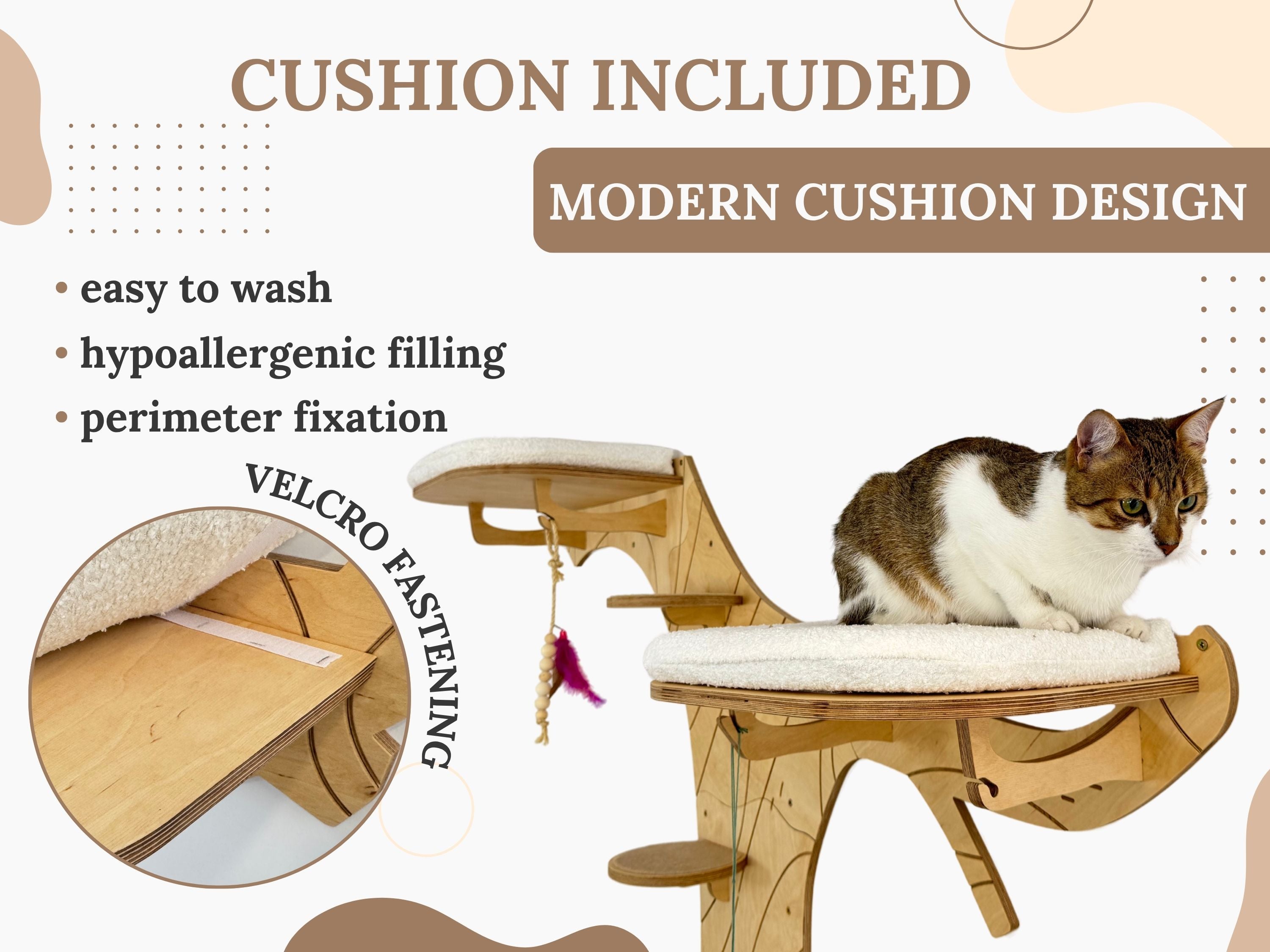Wall Cat Tree “Climb & Lounge�?Set with Scratching Post (Half Tree Option)