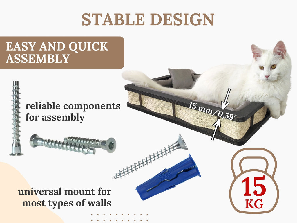 Wall Mounted Cat bed with Cat Scratching post