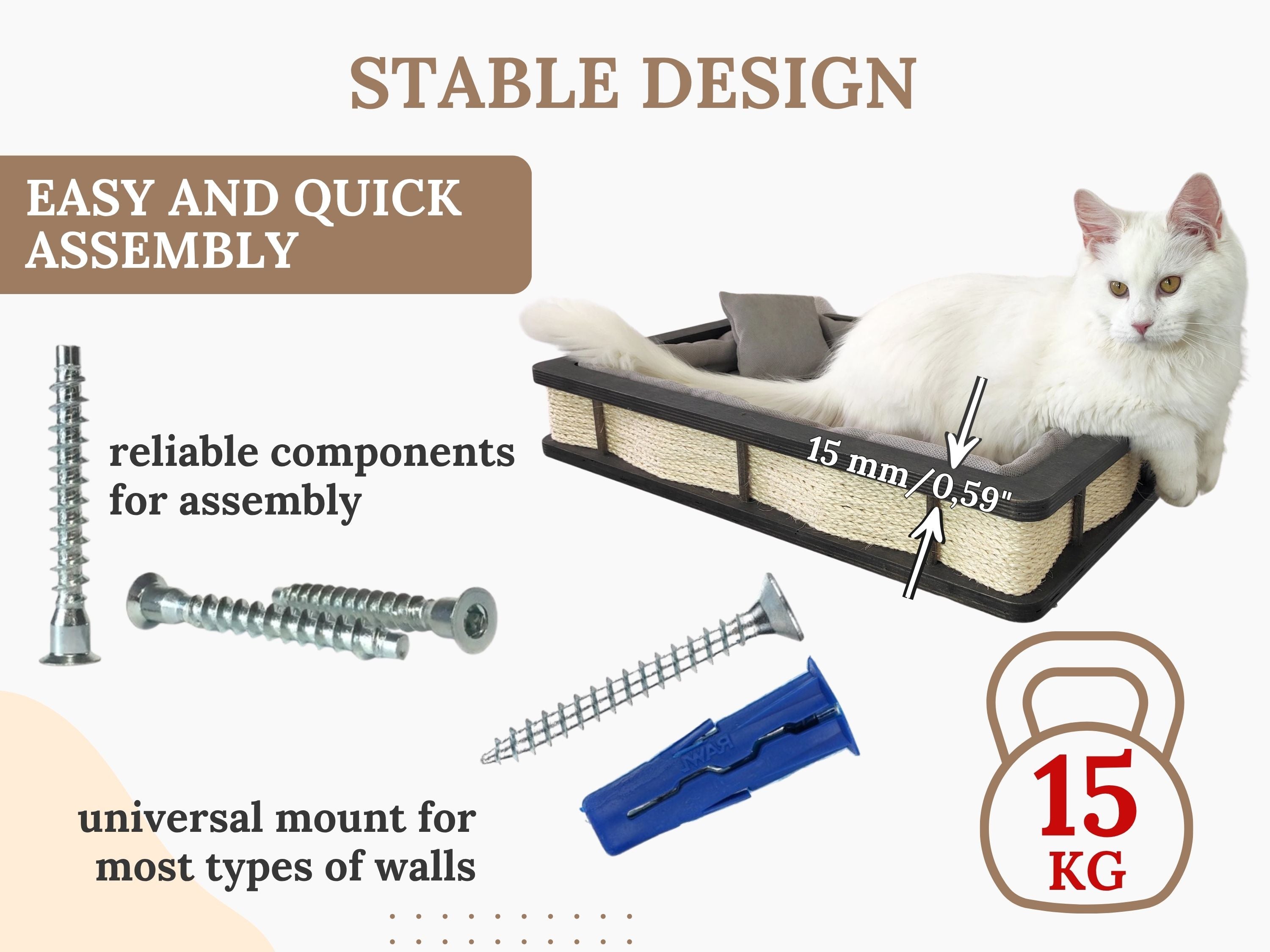Wall Mounted Cat bed with Cat Scratching post