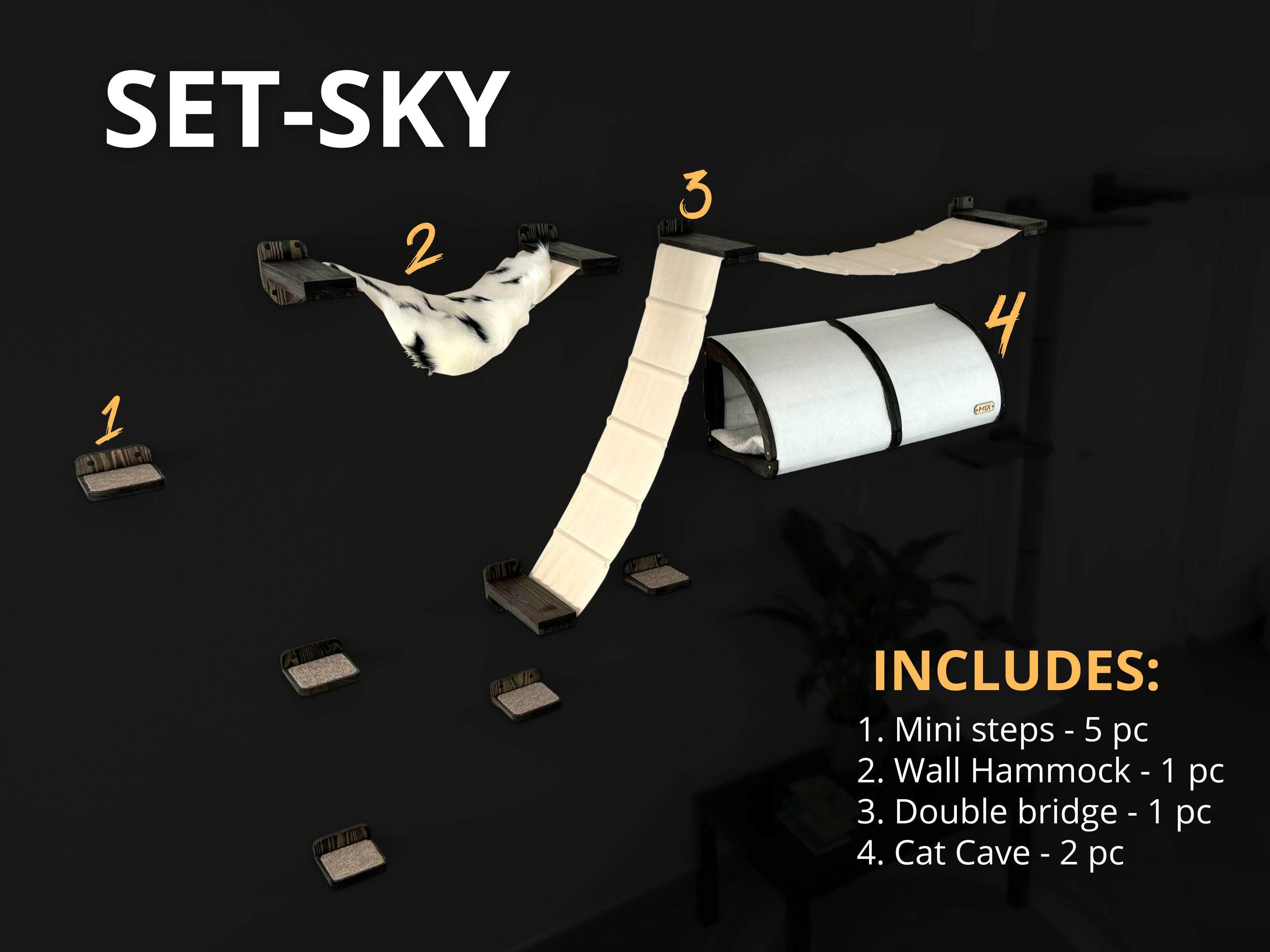Modern Cat Wall Furniture Set �C Complete Playground for Cat