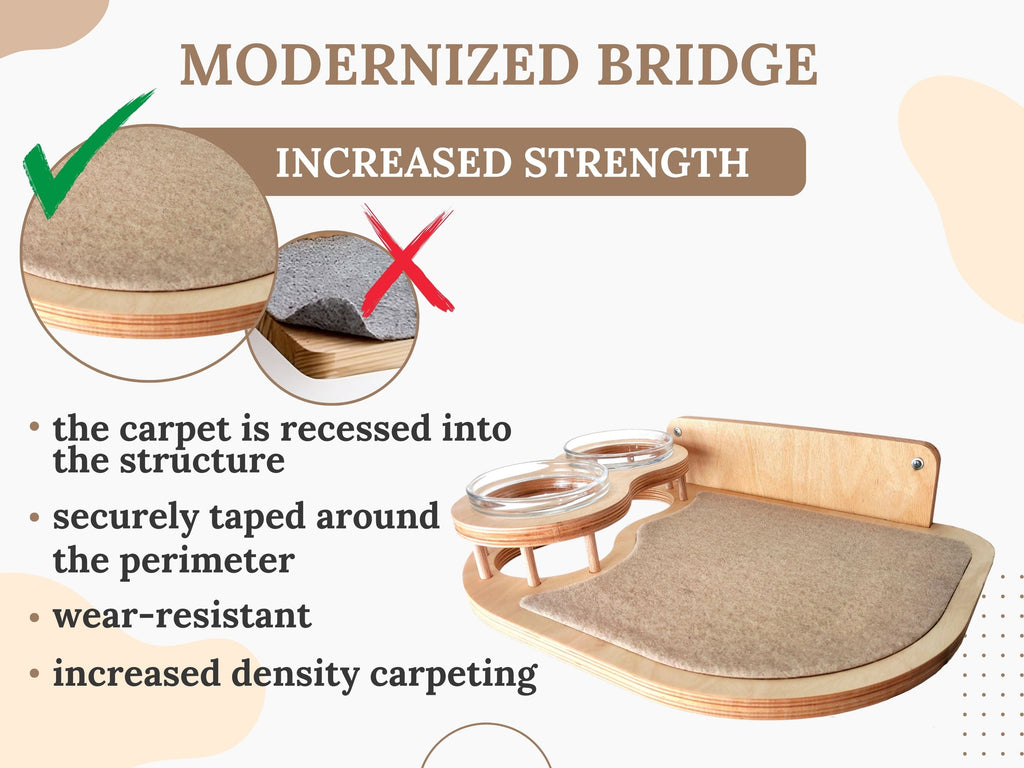 Cat Feeding Shelf with Bowls & Steps �?Elevated Wall Furniture