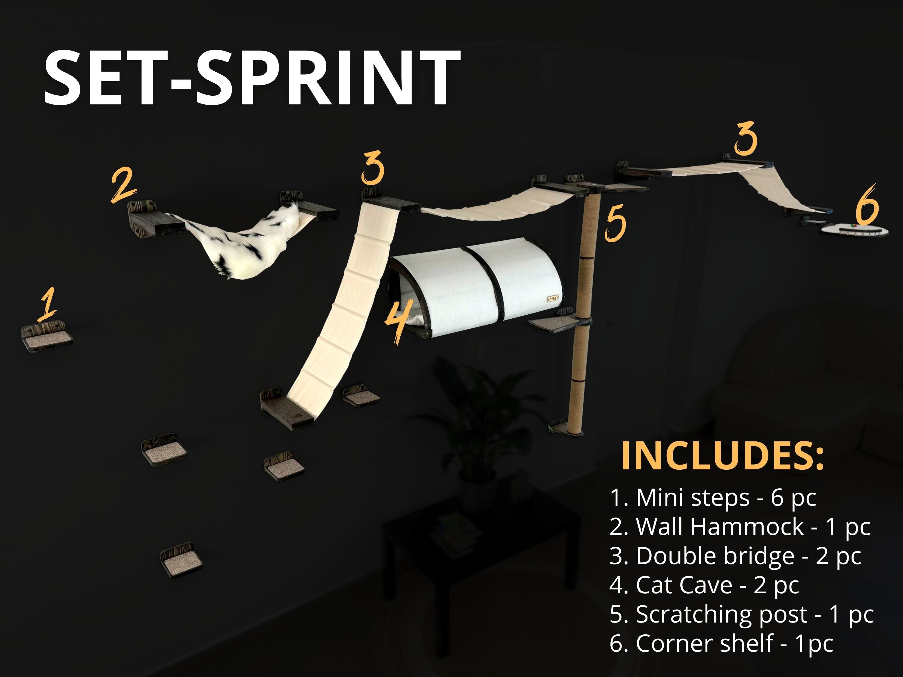 Modern Cat Wall Furniture Set �C Complete Playground for Cat