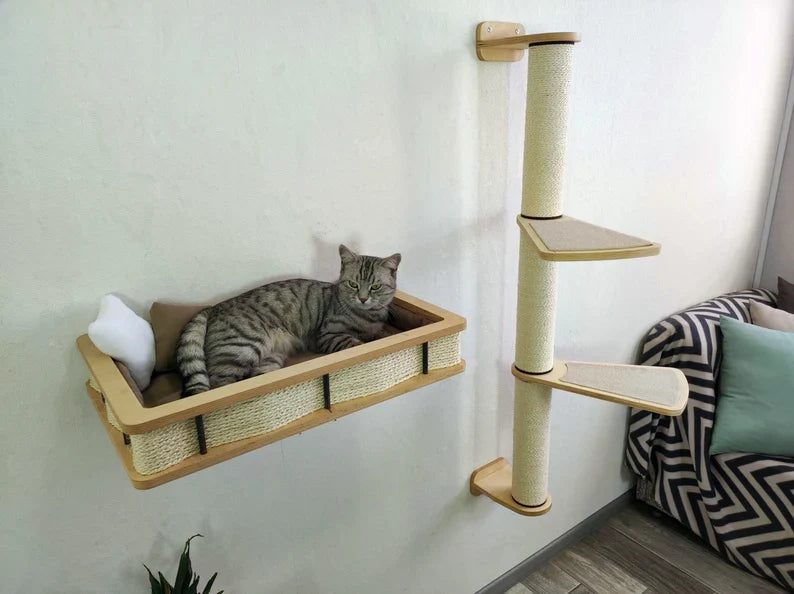 Wall Mounted Cat bed with Cat Scratching post