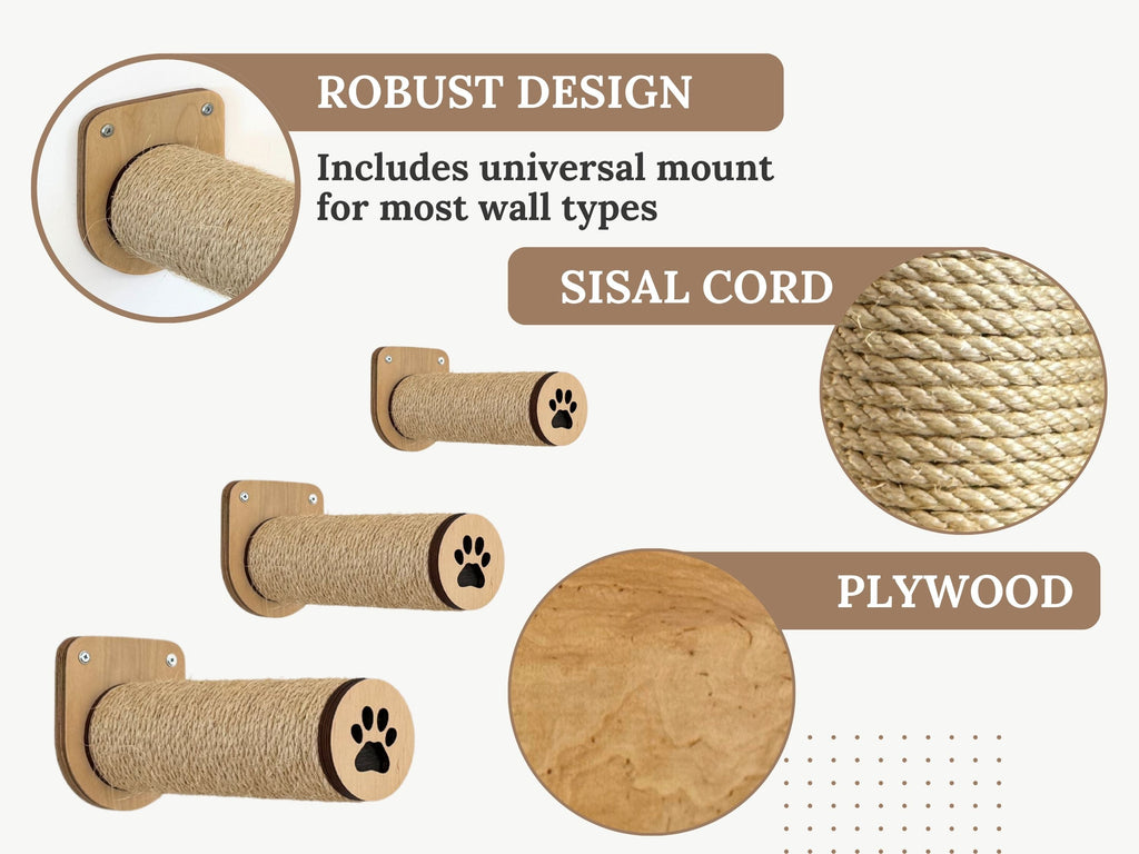 Wall-Mounted Cat Hammock with Cushion & Climbing Steps