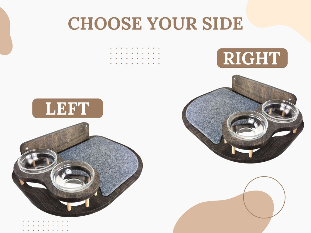 Cat Feeding Shelf With 2 Bowls (Wall-Mounted)