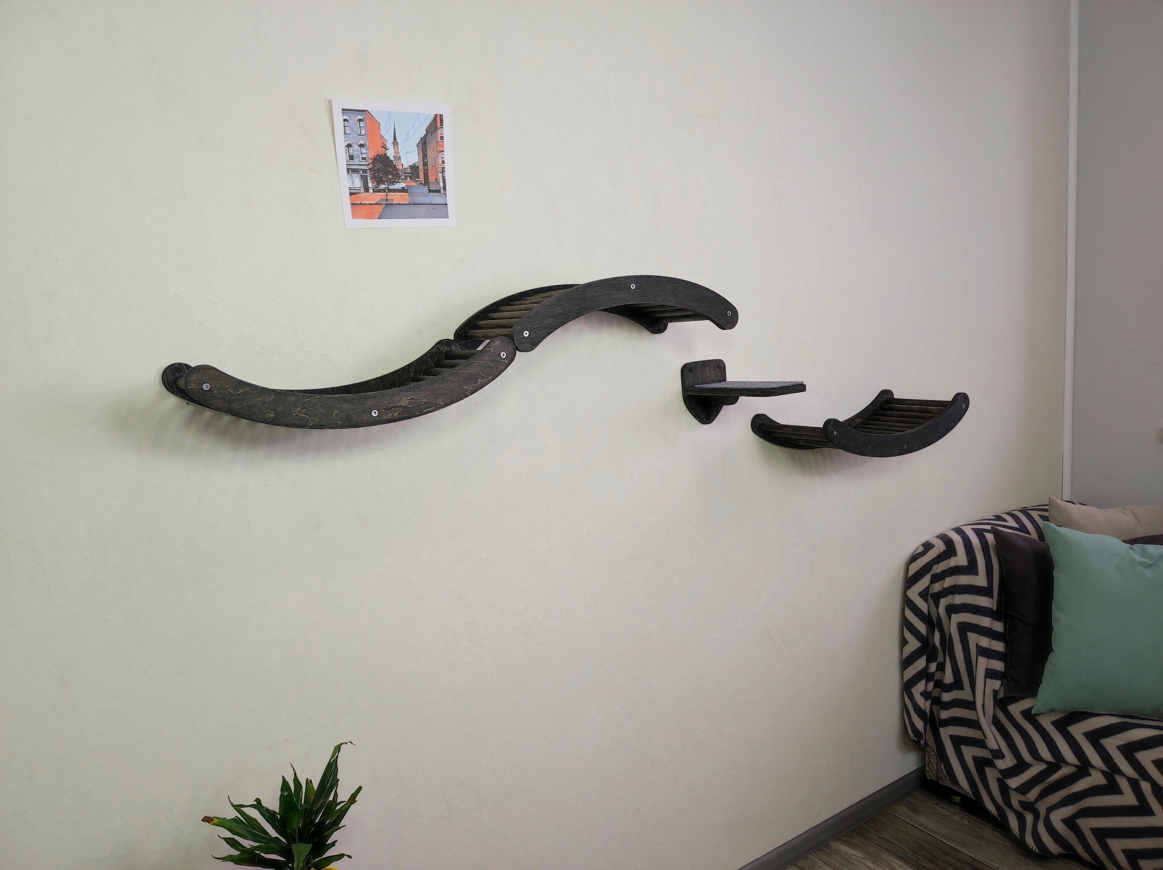 Modular Cat Climbing Shelves - Wave Perch & Step