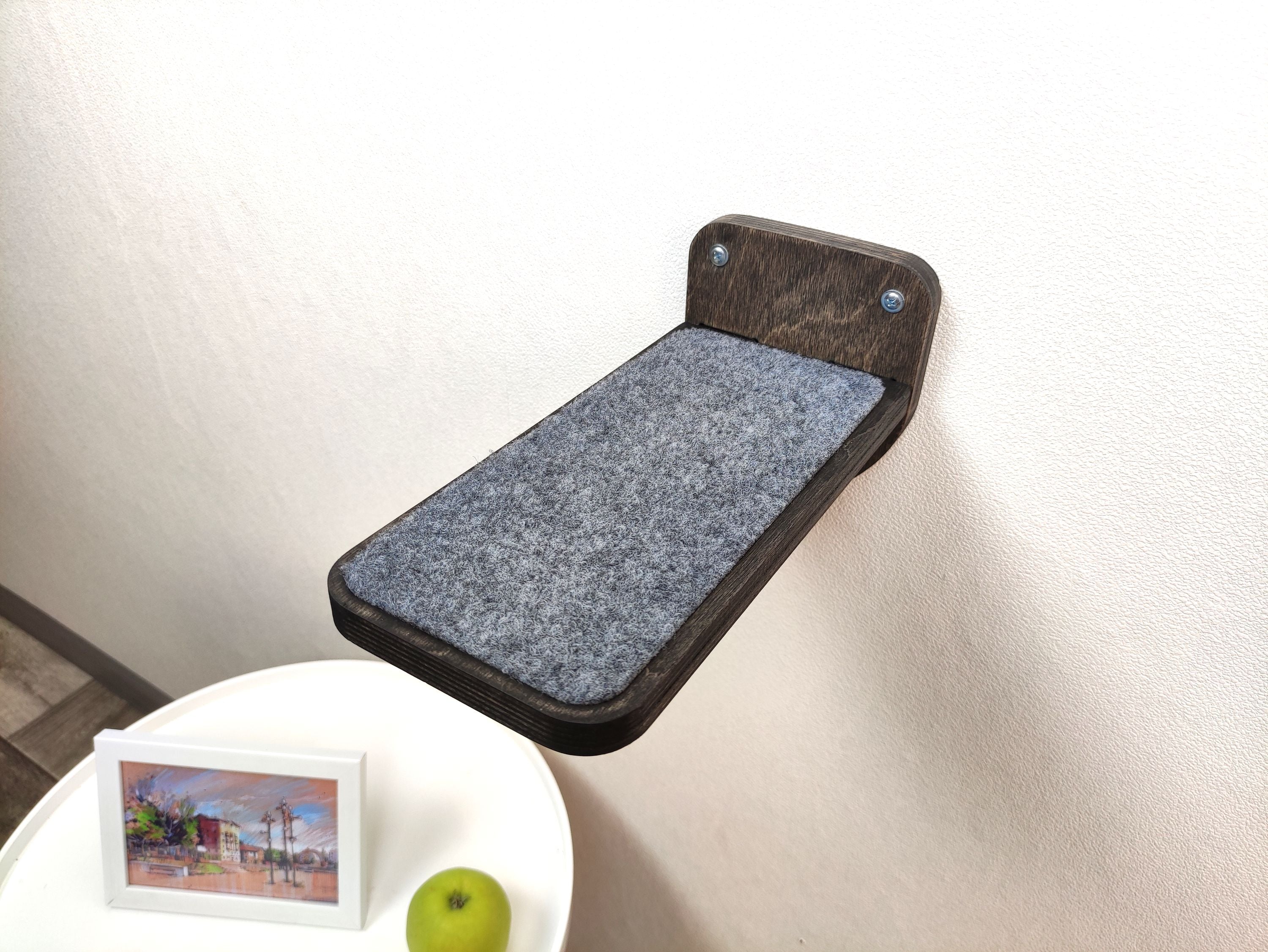 Set of Cat Wall Shelves with Food Bowls and Steps