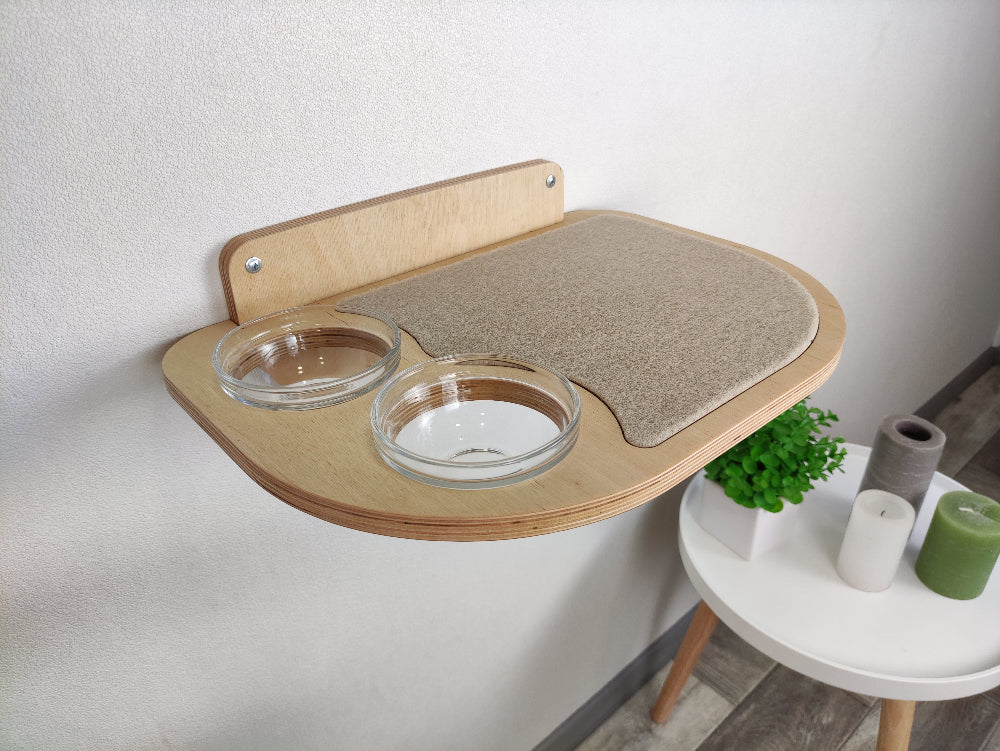 Wall-Mounted Cat Feeding Shelf