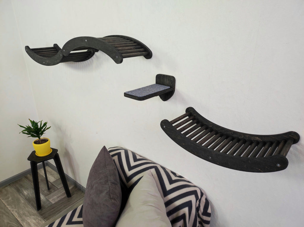 Wave Cat Climbing Shelves & Step Set - Wall-Mounted Modular Furniture