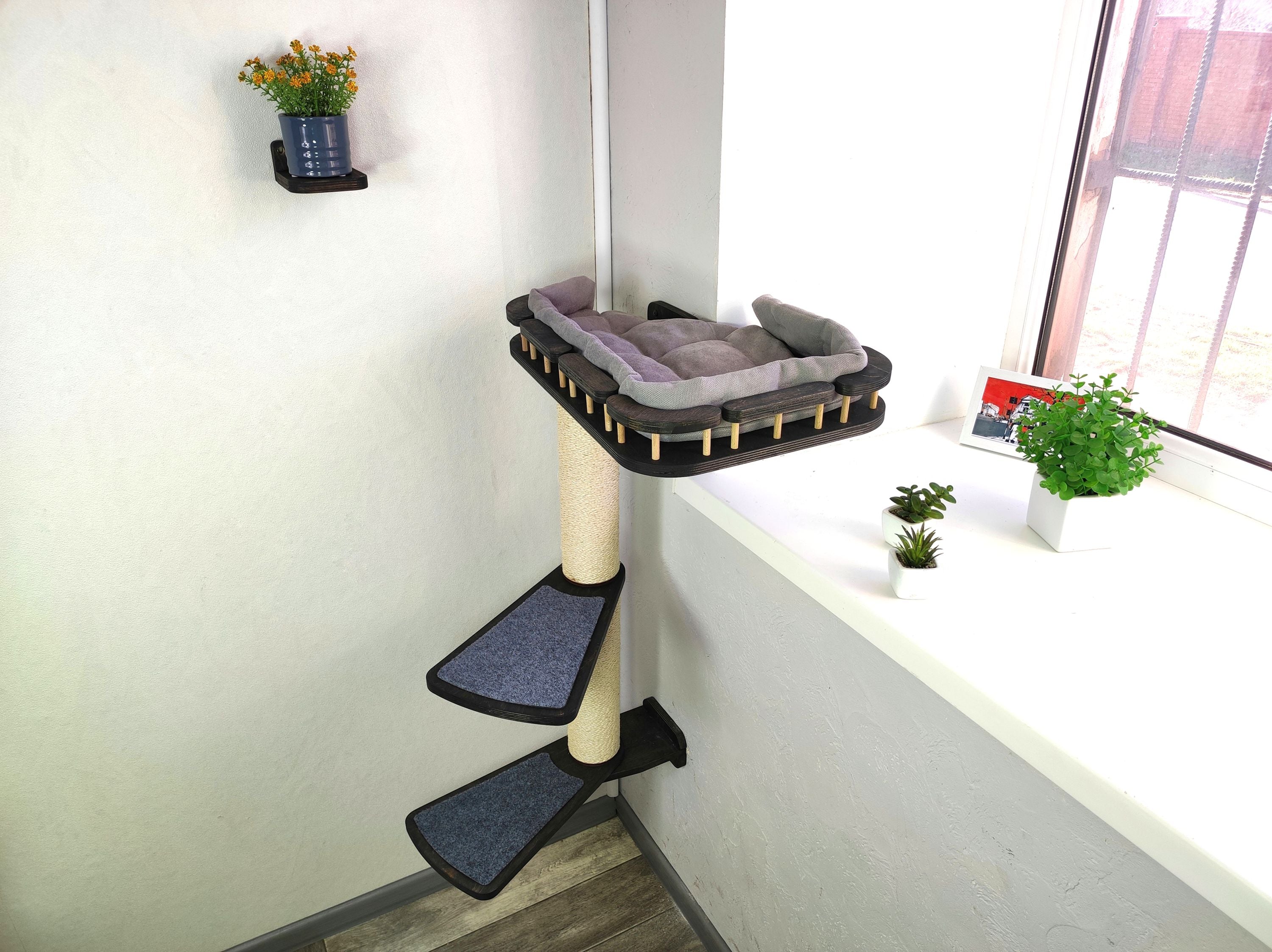 Cat Window Scratching Pole with 2 Steps