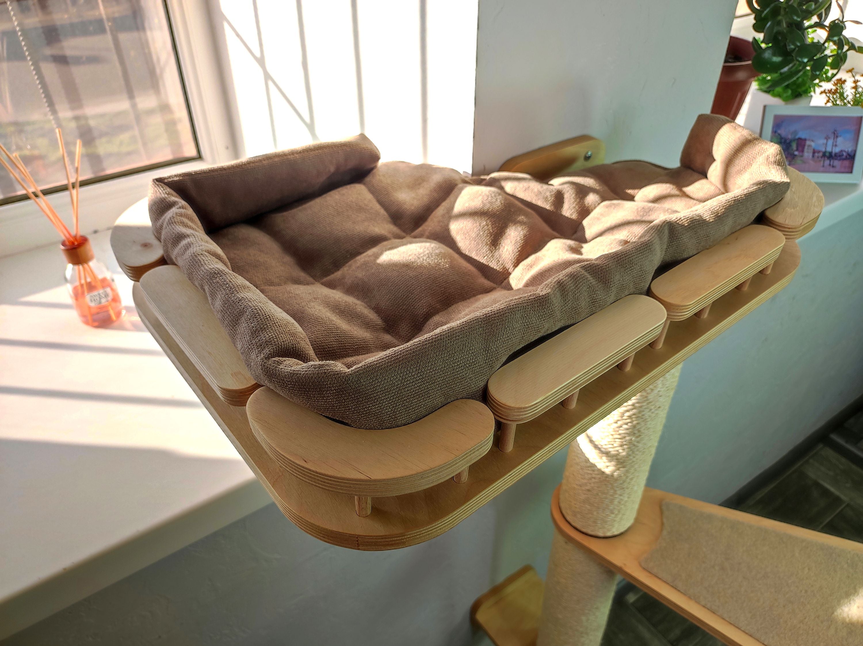 Cat Window Scratching Pole with 2 Steps