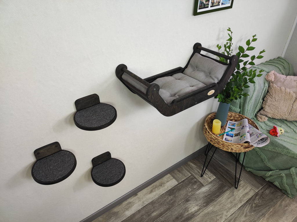 Modern Cat Wall Bed Set & 3 Steps: Climbing System