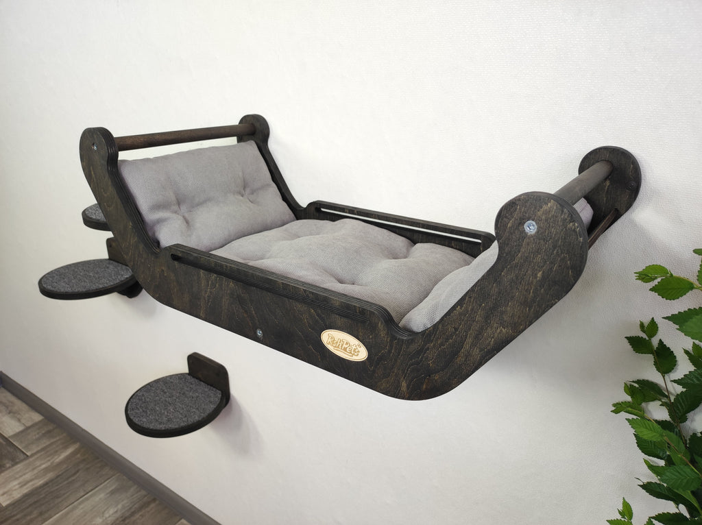 Modern Cat Wall Bed Set & 3 Steps: Climbing System