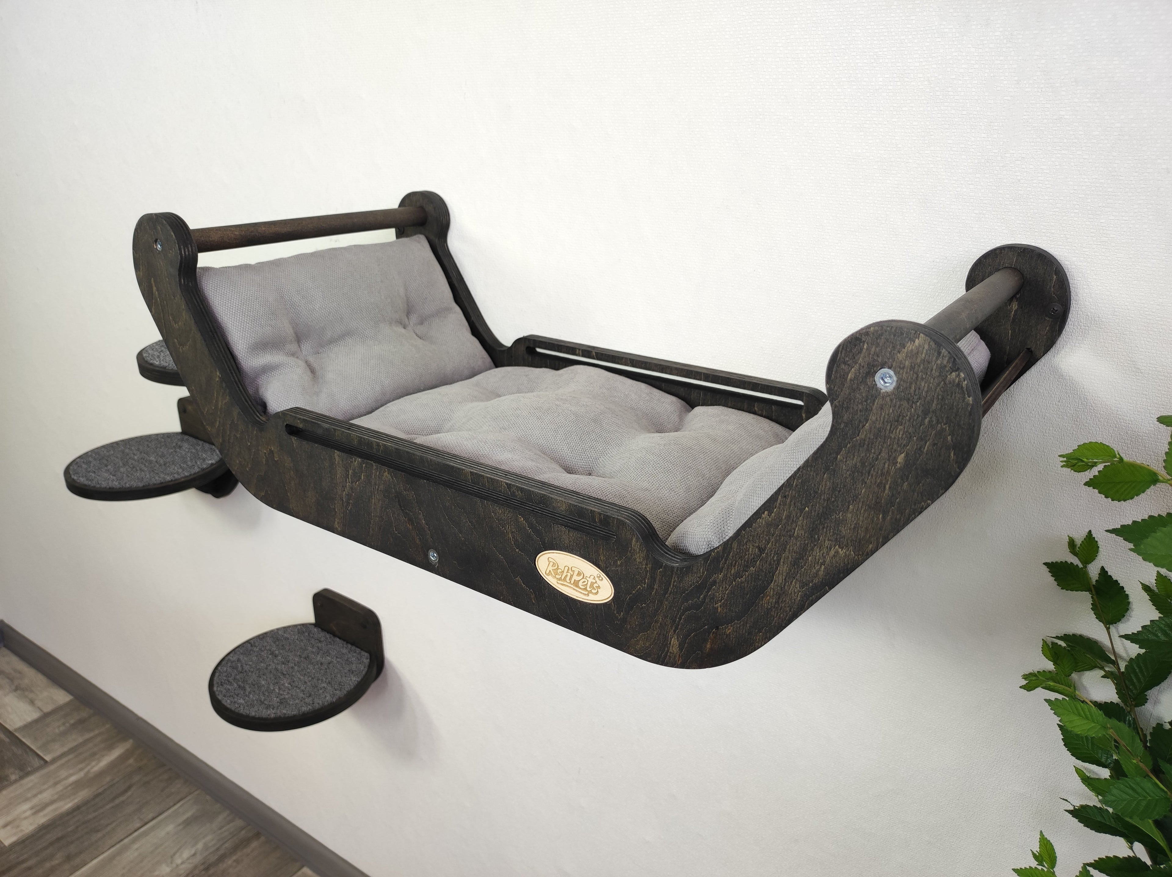 Modern Cat Wall Bed Set & 3 Steps: Climbing System