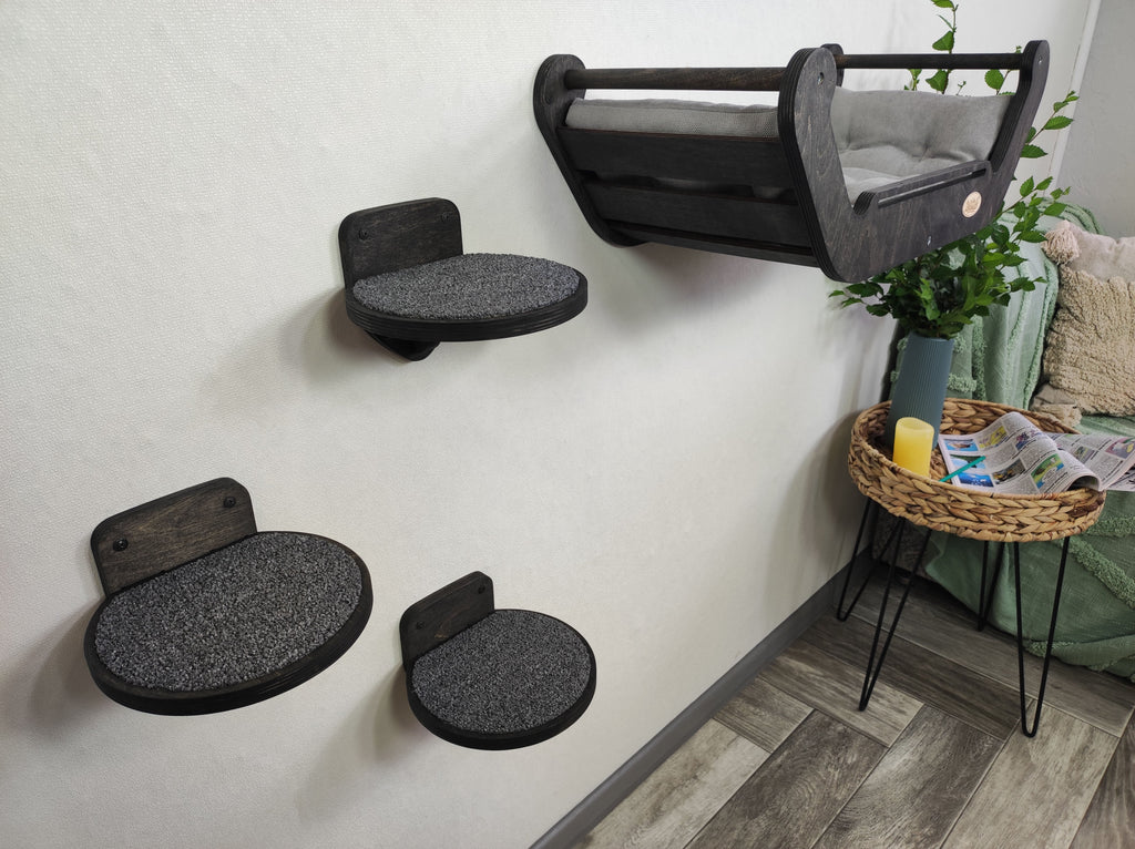 Modern Cat Wall Bed Set & 3 Steps: Climbing System