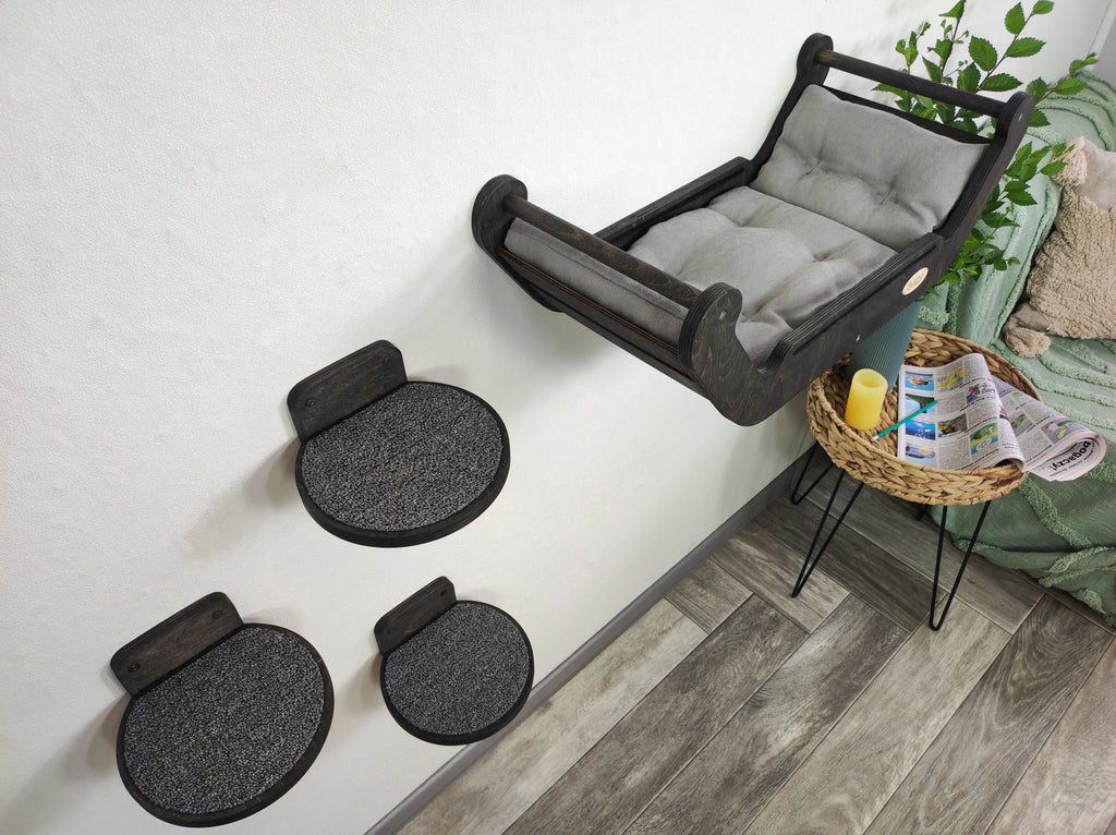 Modern Cat Wall Bed Set & 3 Steps: Climbing System