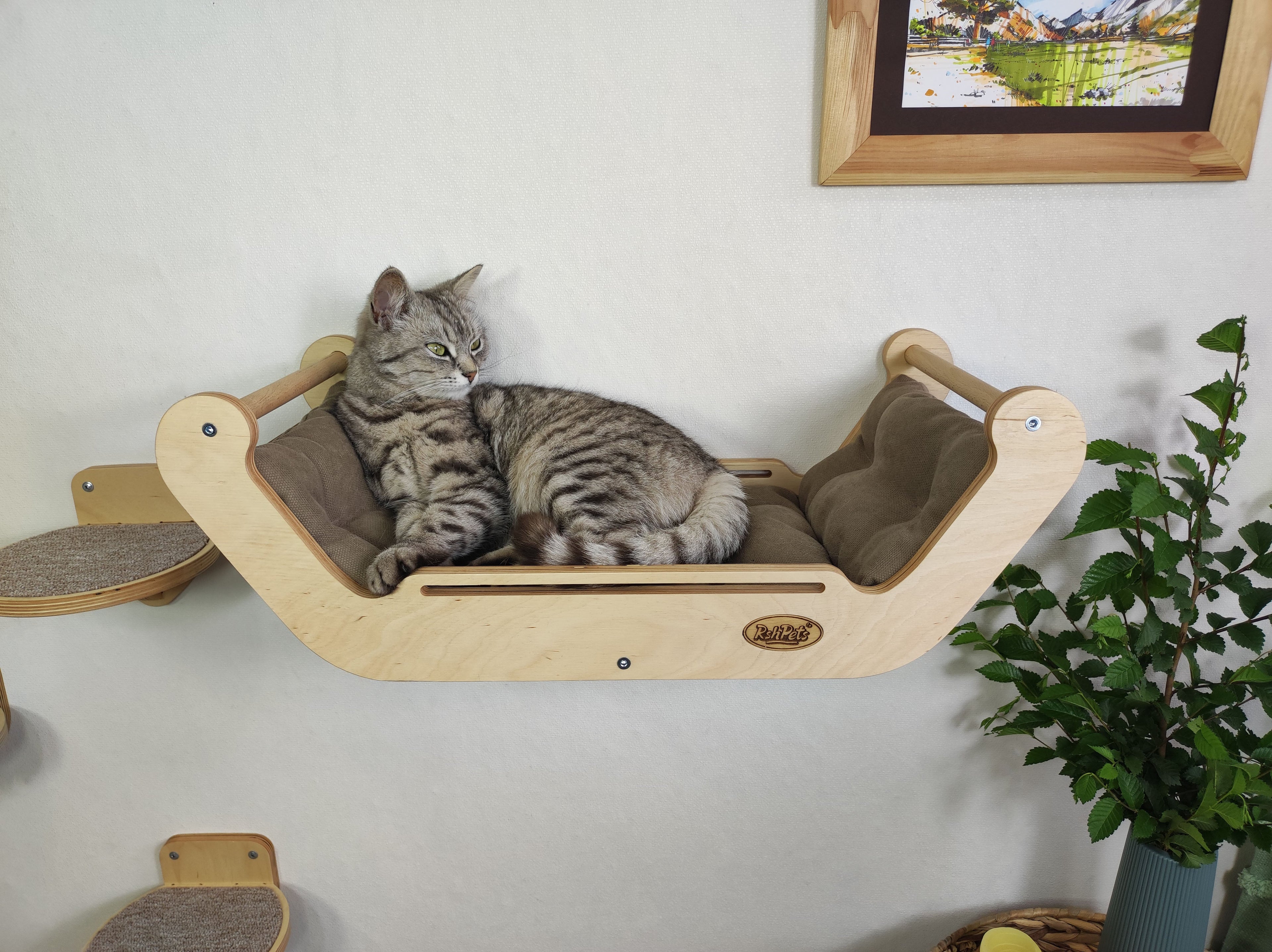 Modern Cat Wall Bed Set & 3 Steps: Climbing System