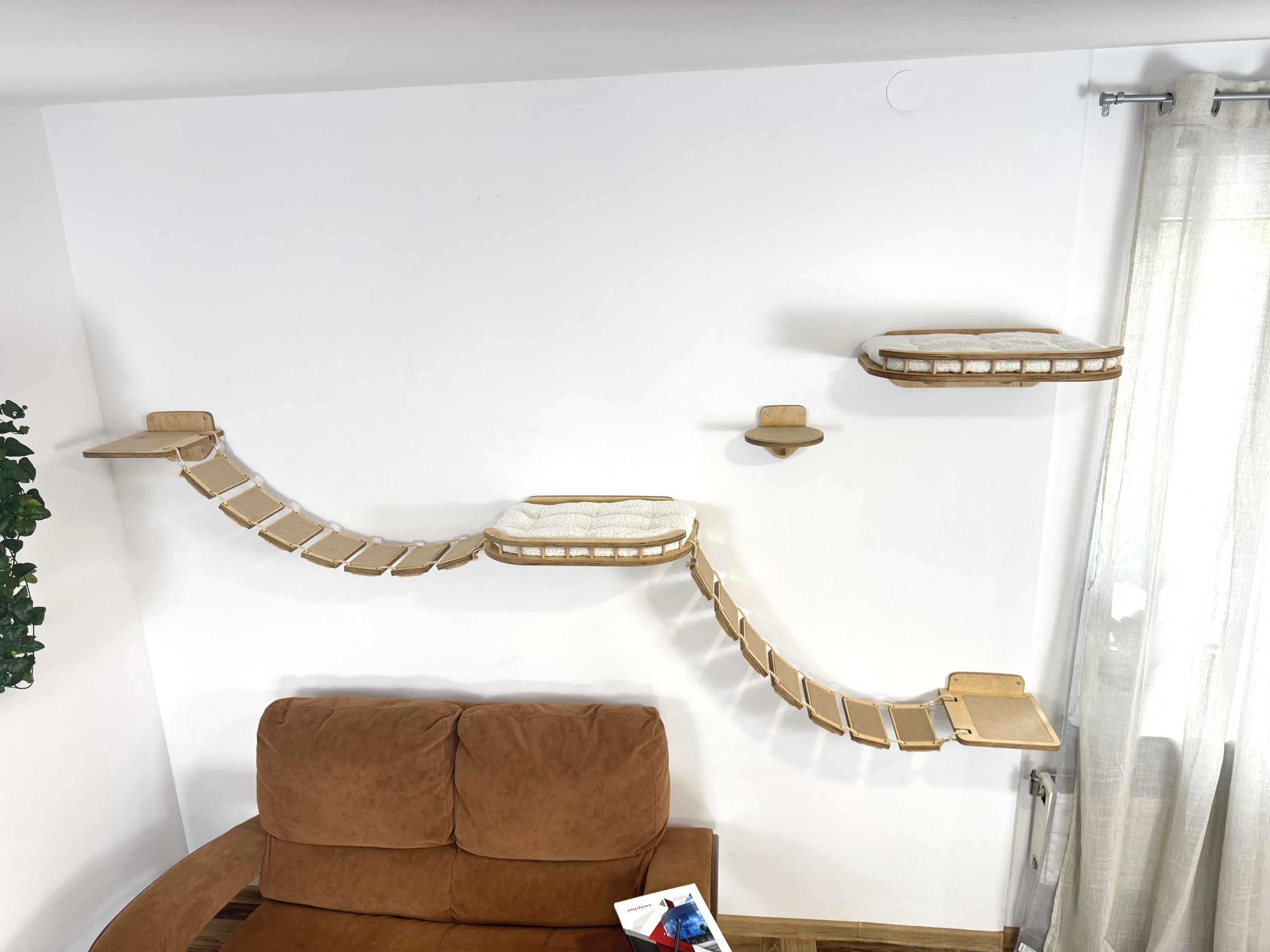 Cat Wall Playground: Large Bridge, Wall Step and Bed