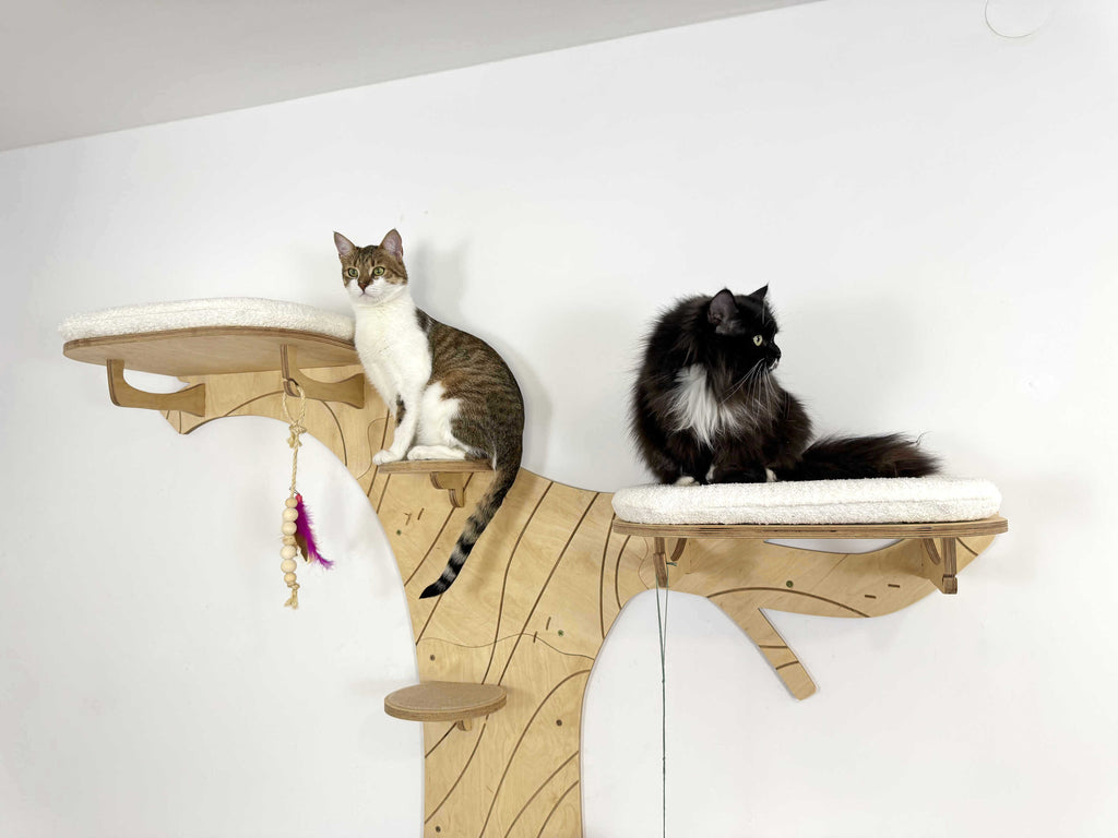 Cat Climbing Shelves: Tree with Steps and 3 Beds with Cushions