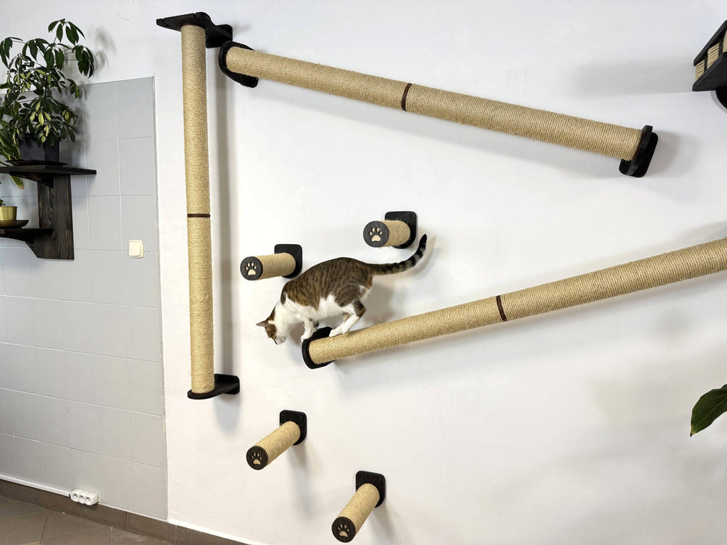 Wall Climbing Set for Cats with Shelf and Sisal Posts