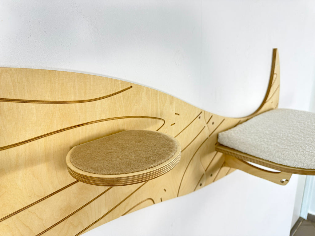 Wave Wall Mounted Cat Tree with 2 Cushioned Shelves