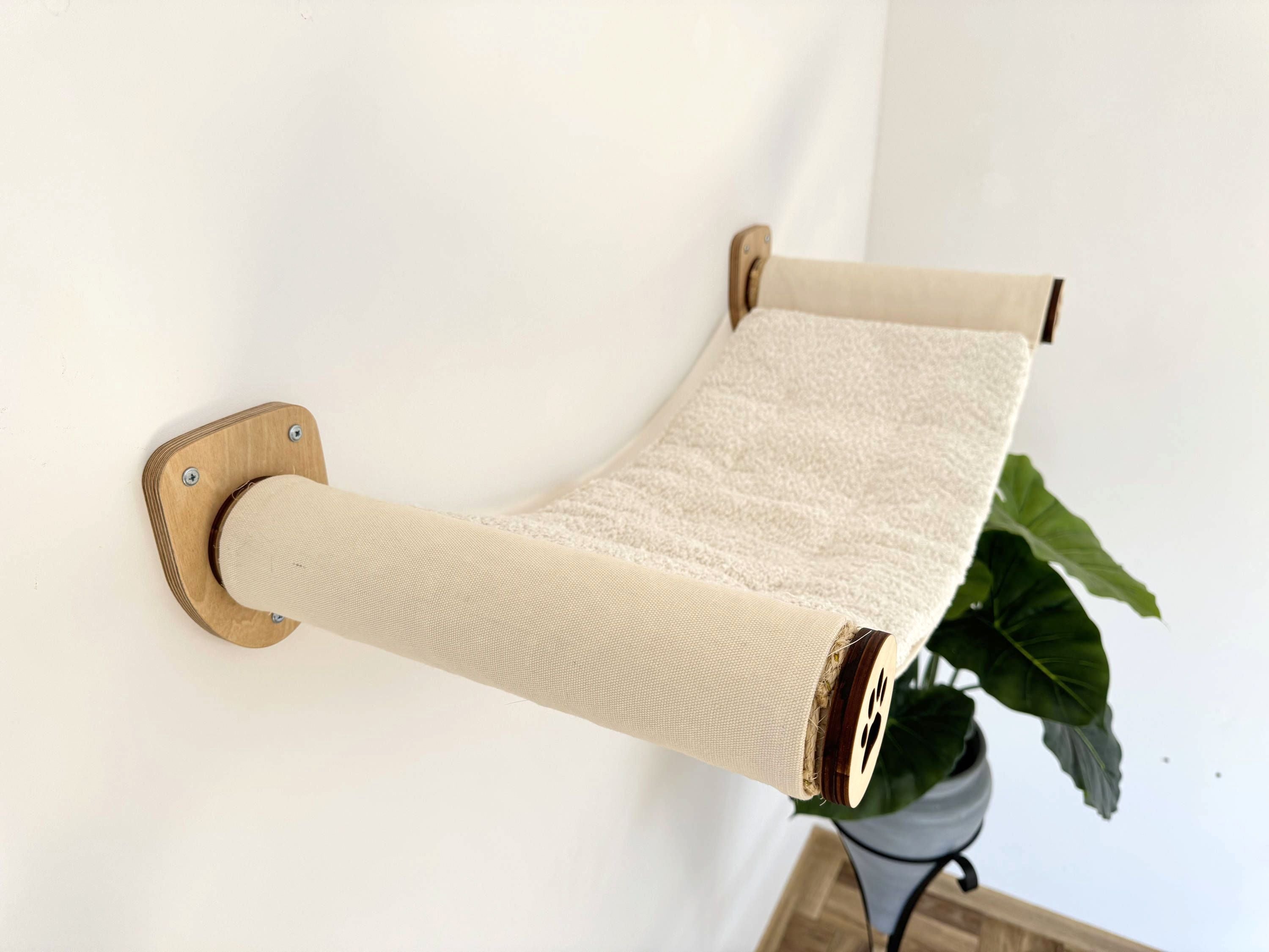 Wall-Mounted Cat Hammock with Cushion & Climbing Steps