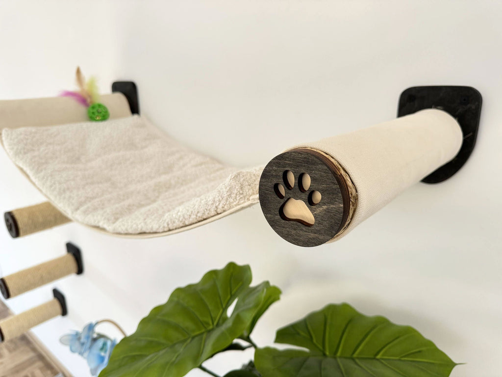 Wall-Mounted Cat Hammock with Cushion & Climbing Steps