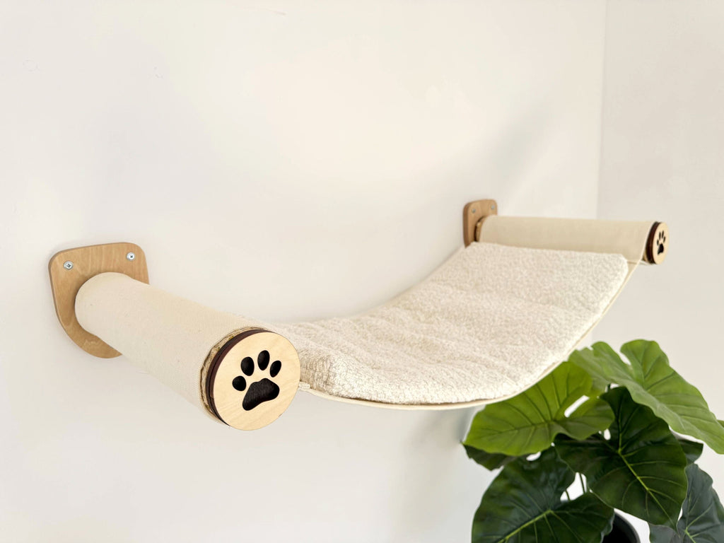 Wall-Mounted Cat Hammock with Cushion & Climbing Steps