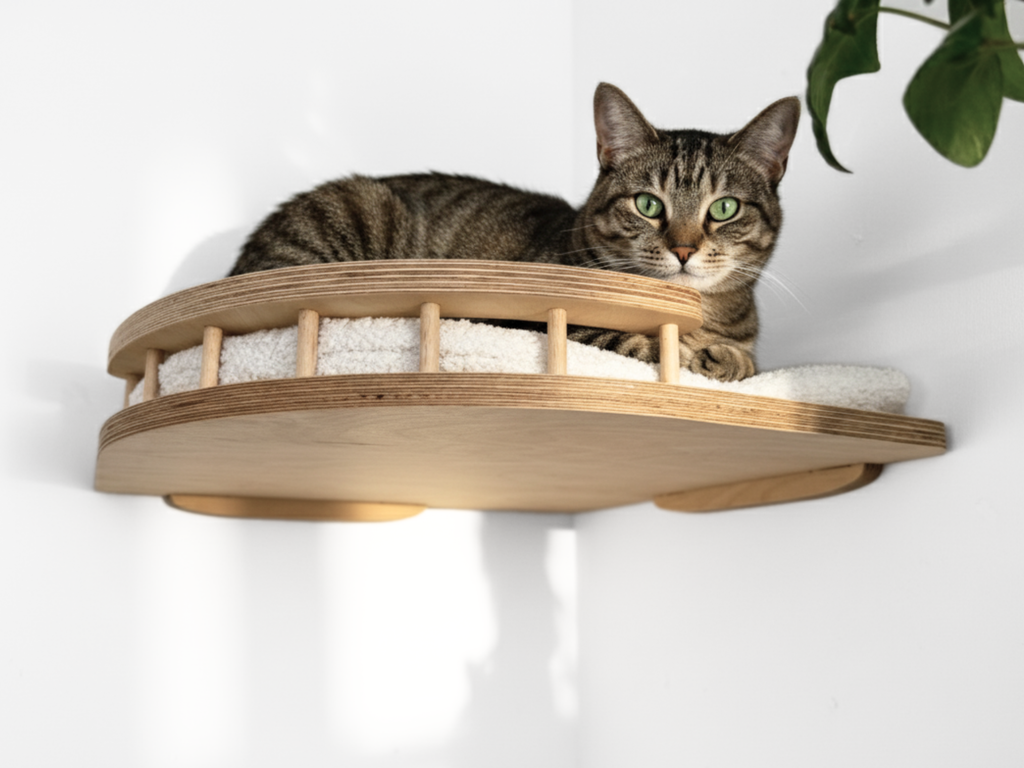 Corner Cat Wall Shelf with Soft Cushion