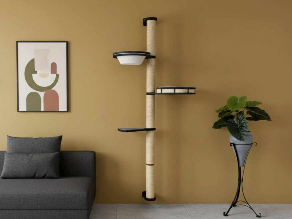 Space-Saving Cat Wall Set �?Scratcher, Cotton Basket & Step Shelf
