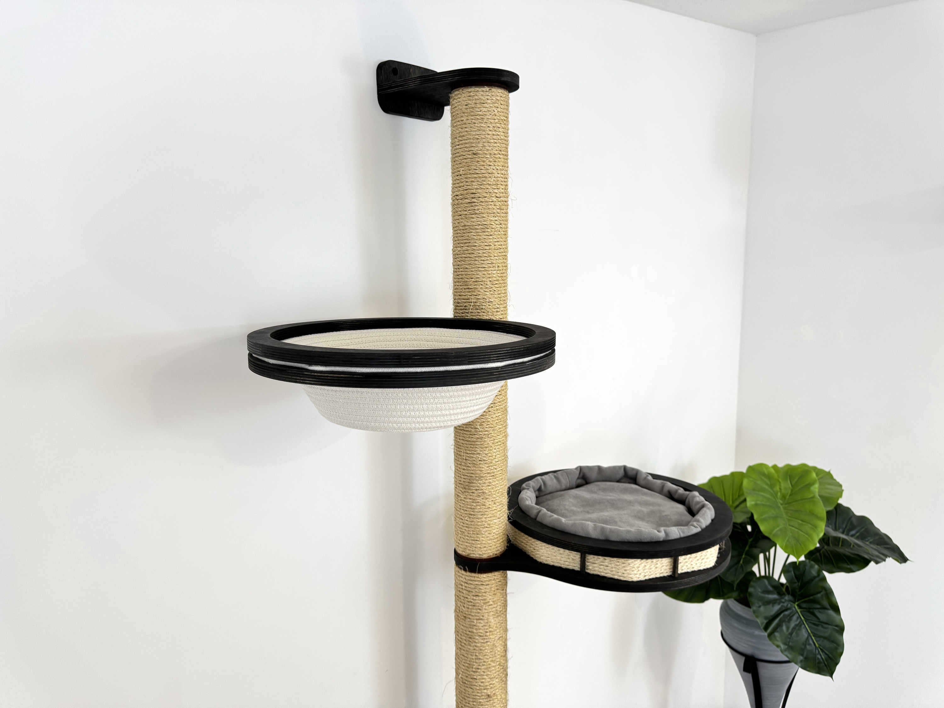 Vertical Wall Cat Scratcher with Cotton Beds & Step